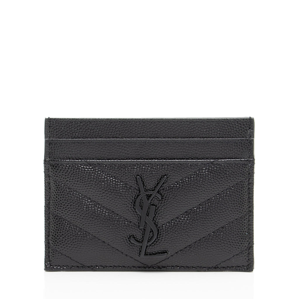 Saint Laurent Matelasse Grain de Poudre Monogram Card Case (SHF-FUtuBp)