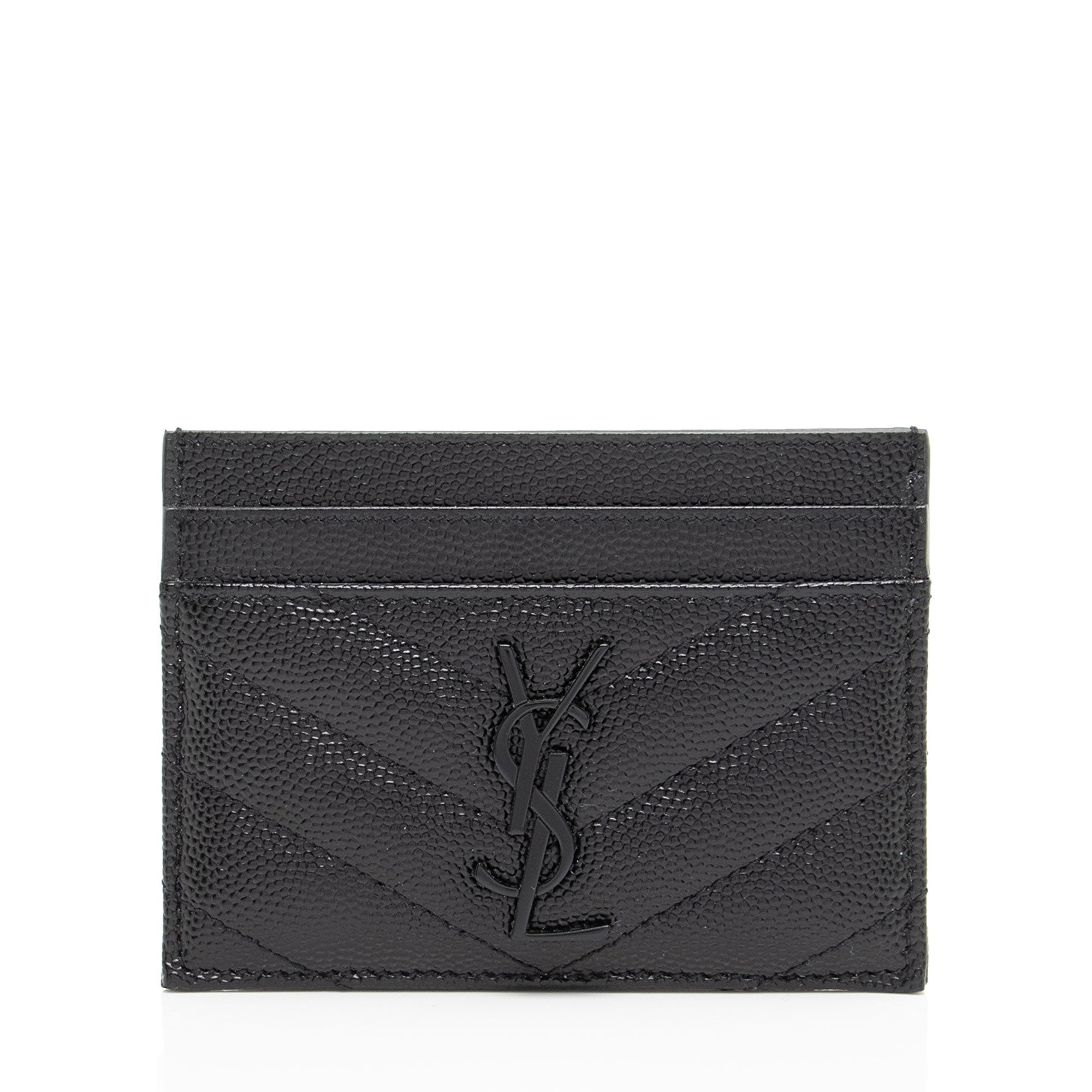 Saint Laurent Matelasse Grain de Poudre Monogram Card Case (SHF-FUtuBp)
