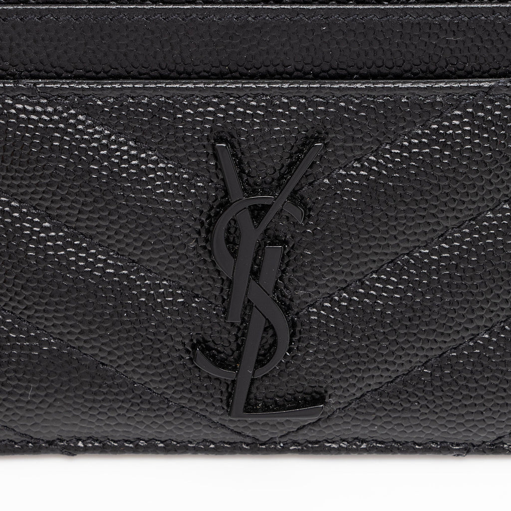 Saint Laurent Matelasse Grain de Poudre Monogram Card Case (SHF-FUtuBp)