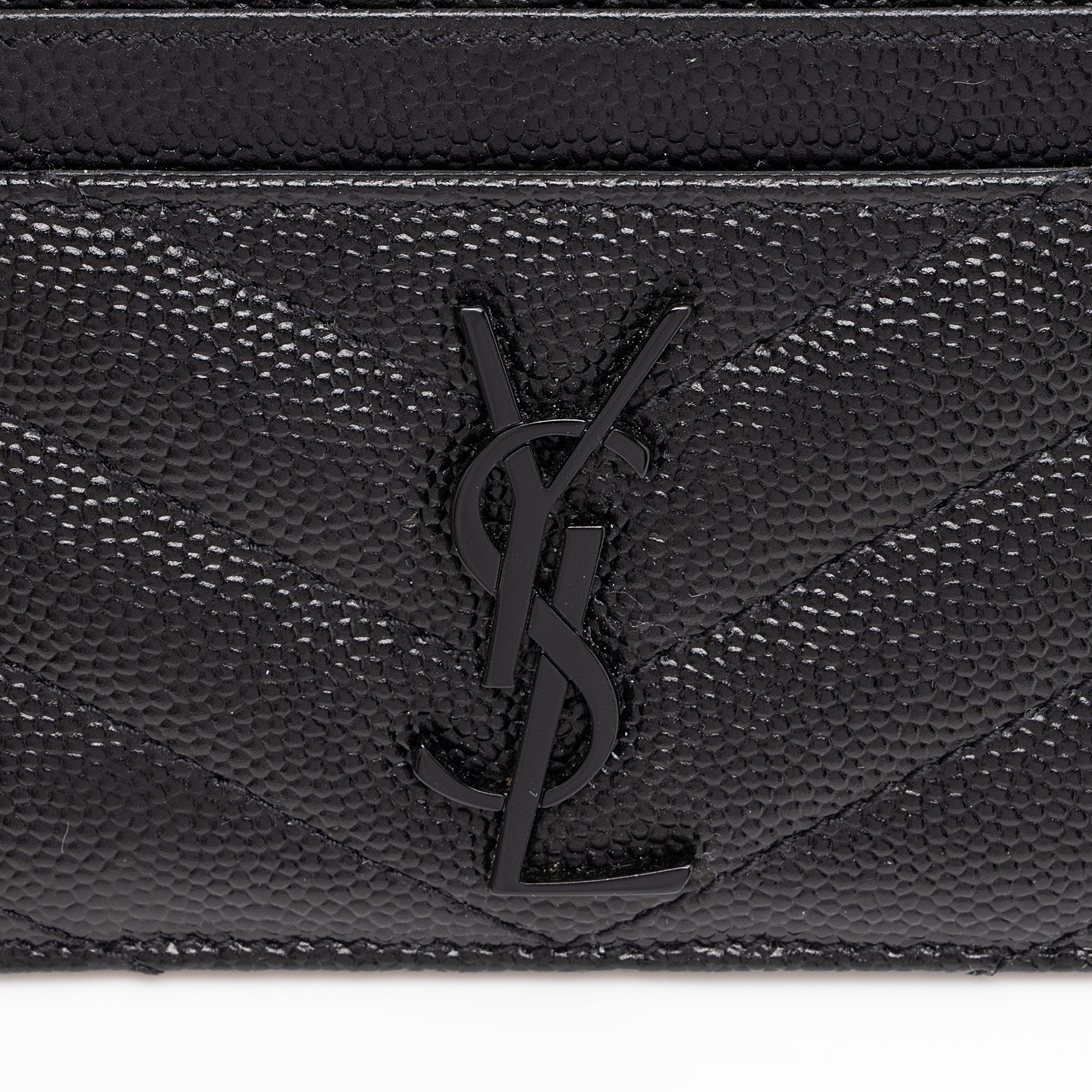 Saint Laurent Matelasse Grain de Poudre Monogram Card Case (SHF-FUtuBp)