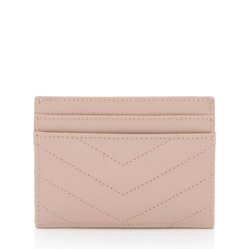Saint Laurent Matelasse Grain de Poudre Monogram Card Case (SHF-SrdVDd)