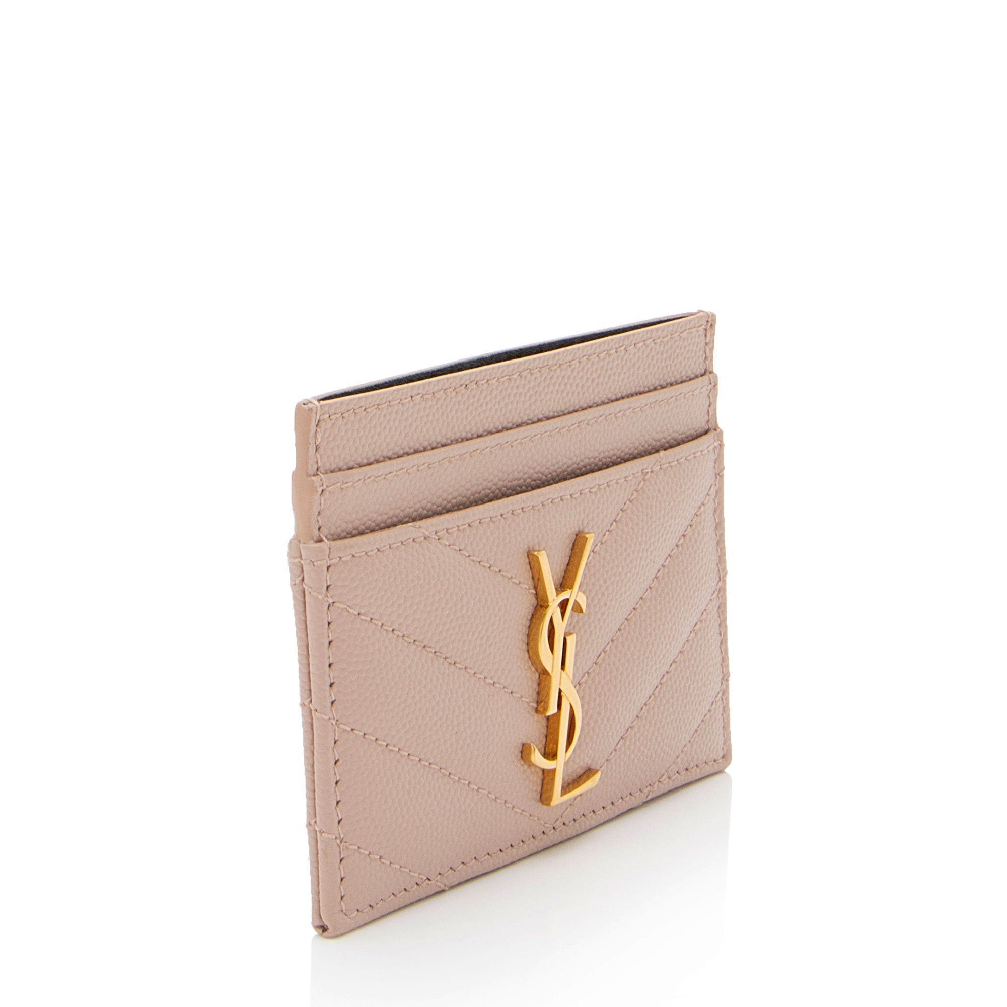 Saint Laurent Matelasse Grain de Poudre Monogram Card Case (SHF-SrdVDd)