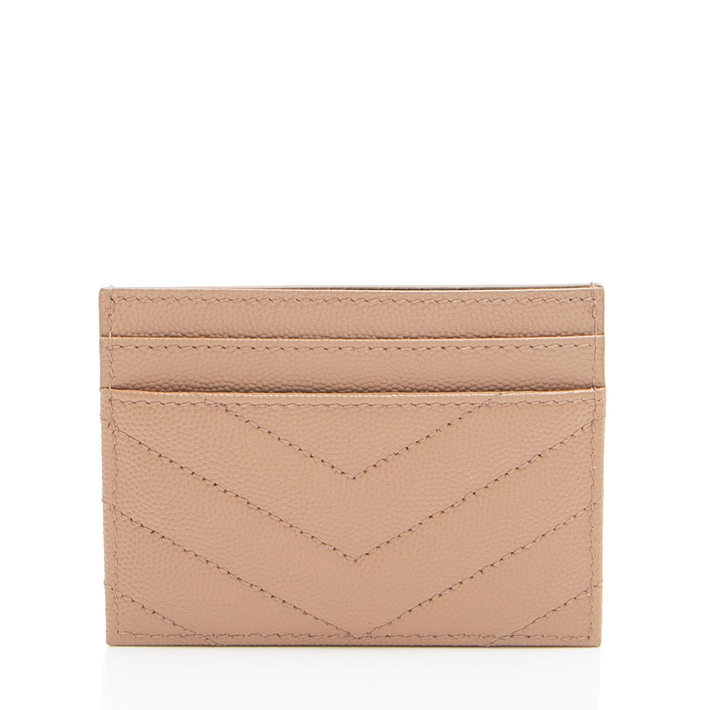 Saint Laurent Matelasse Grain de Poudre Monogram Card Case (SHF-jgISW5)