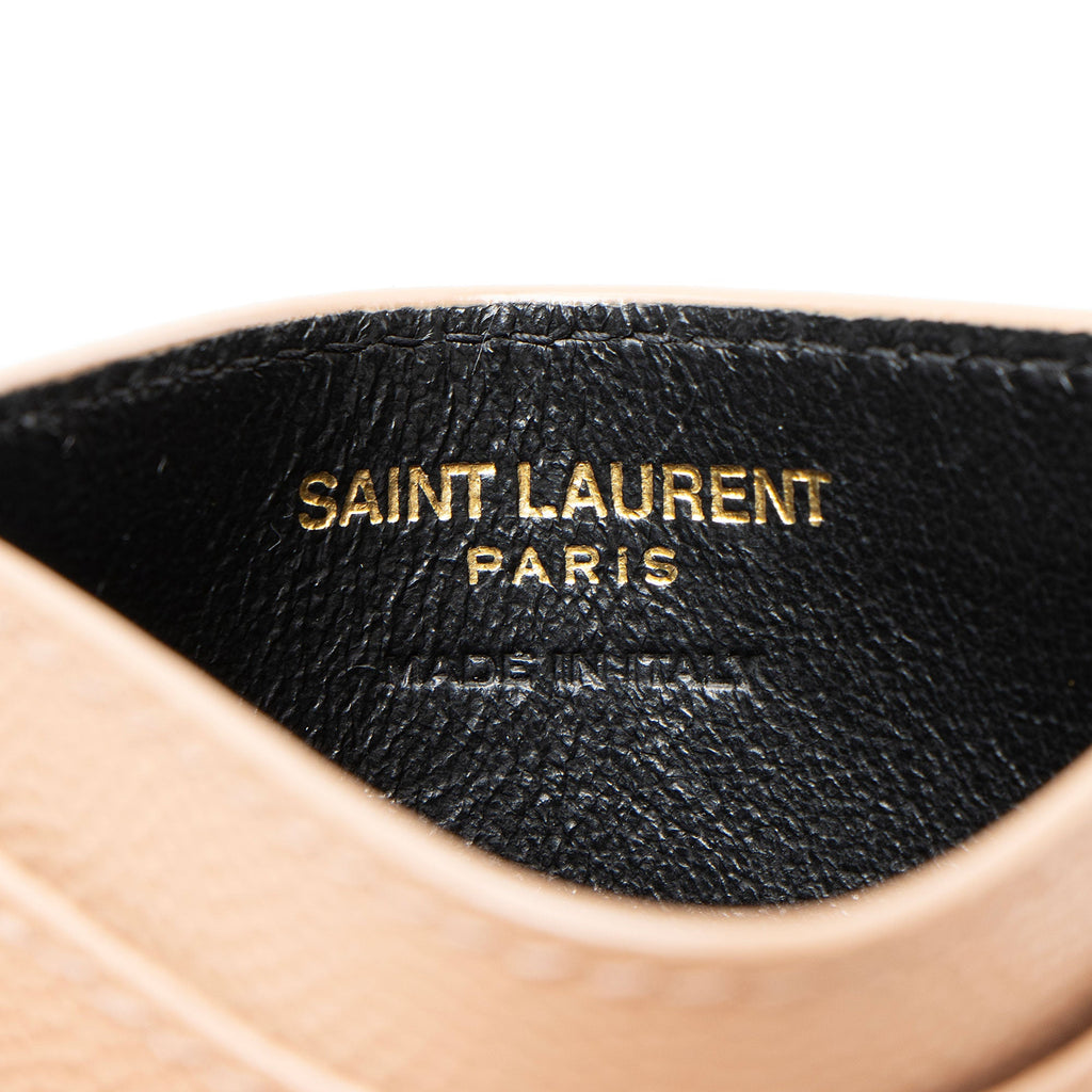 Saint Laurent Matelasse Grain de Poudre Monogram Card Case (SHF-jgISW5)