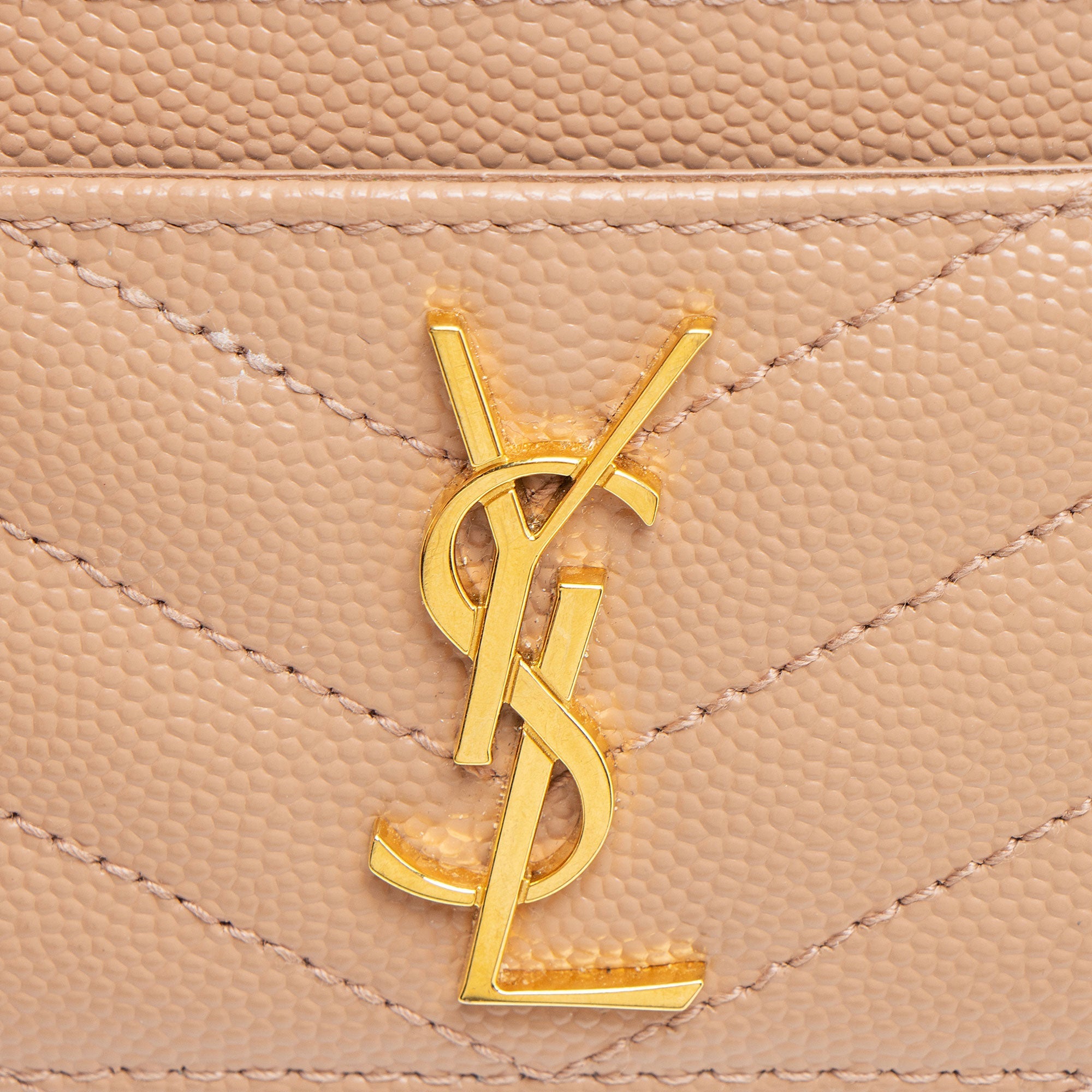 Saint Laurent Matelasse Grain de Poudre Monogram Card Case (SHF-jgISW5)