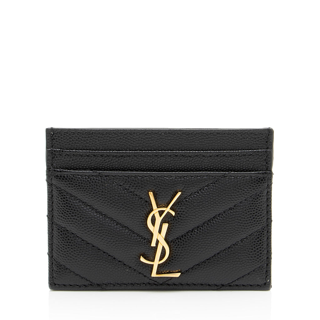 Saint Laurent Matelasse Grain de Poudre Monogram Card Case