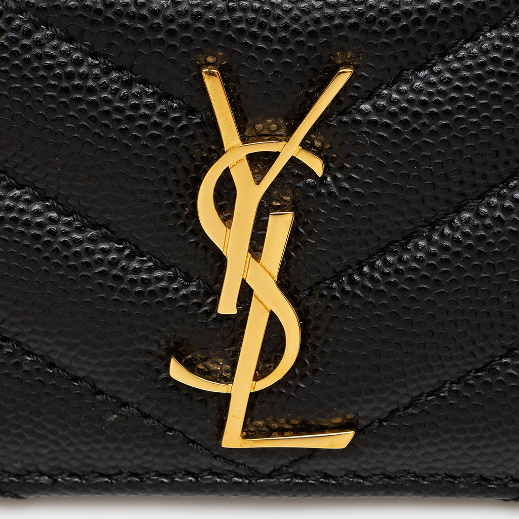 Saint Laurent Matelasse Grain de Poudre Monogram Card Case