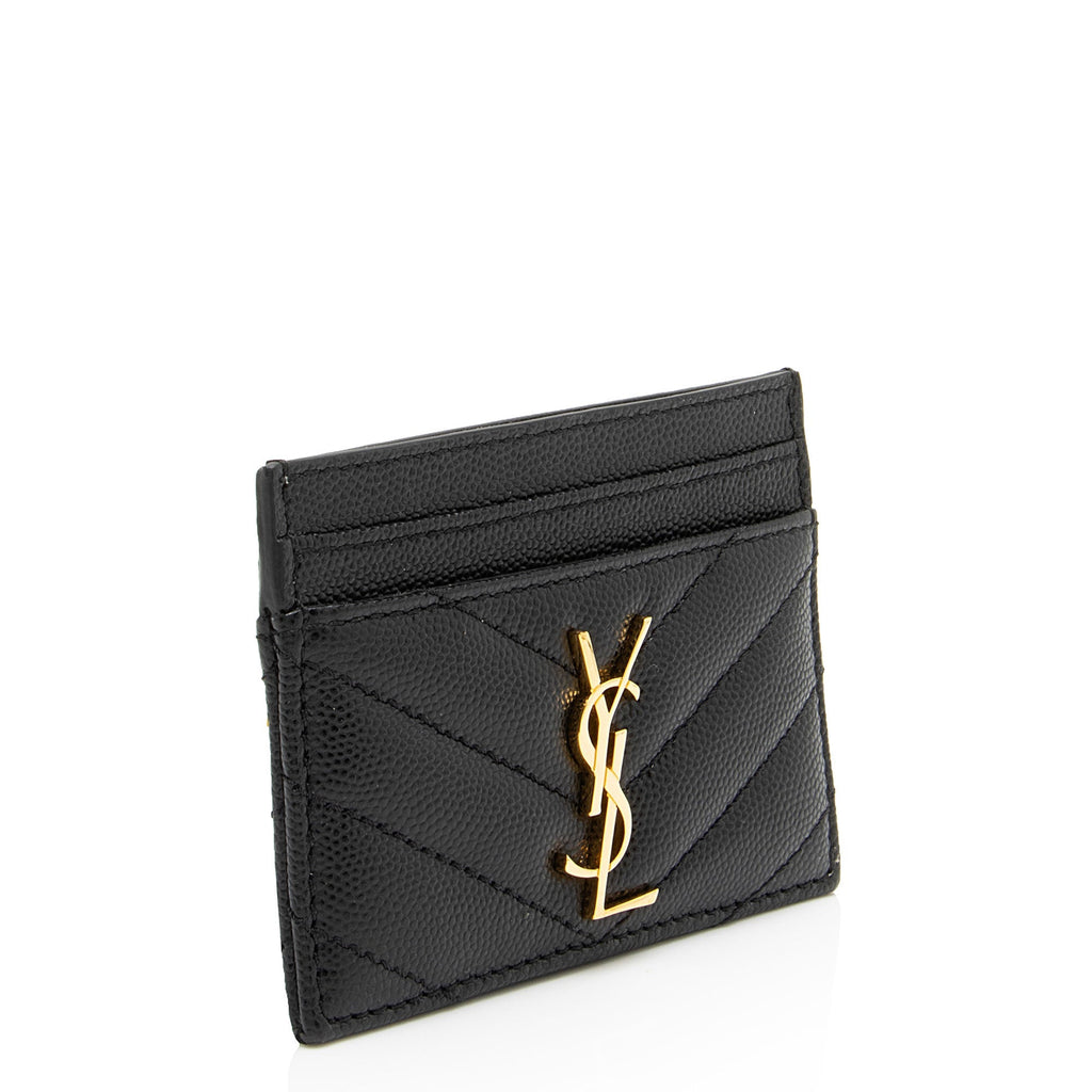 Saint Laurent Matelasse Grain de Poudre Monogram Card Case