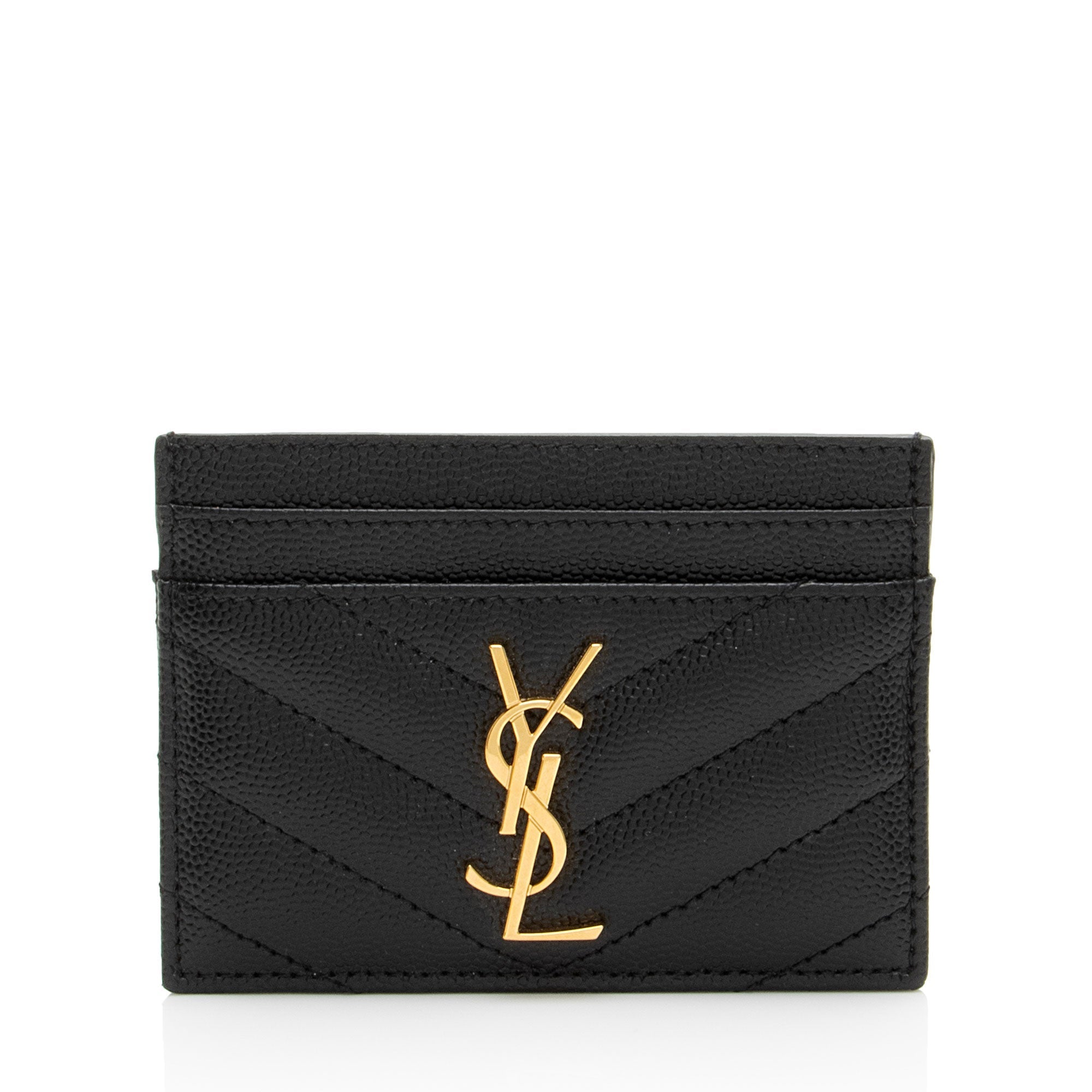 Saint Laurent Matelasse Grain de Poudre Monogram Card Case