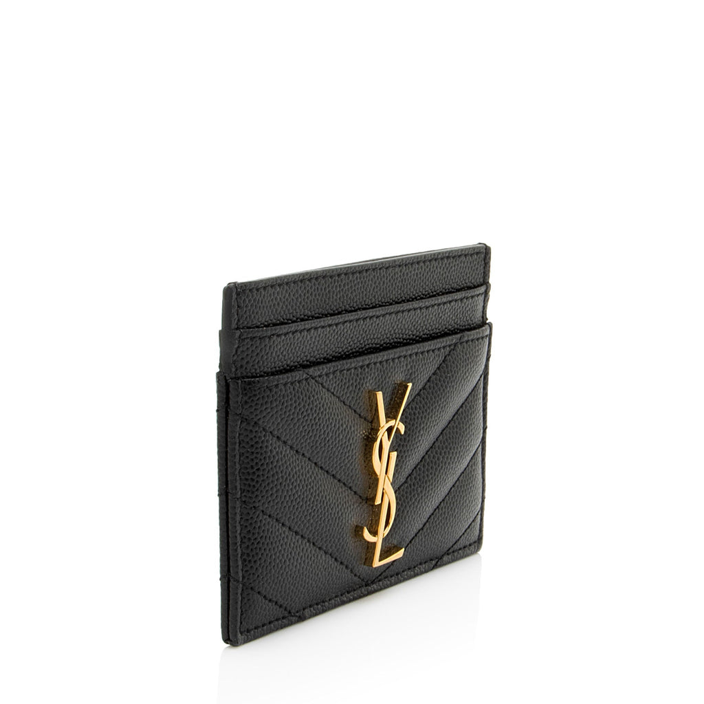 Saint Laurent Matelasse Grain de Poudre Monogram Card Case