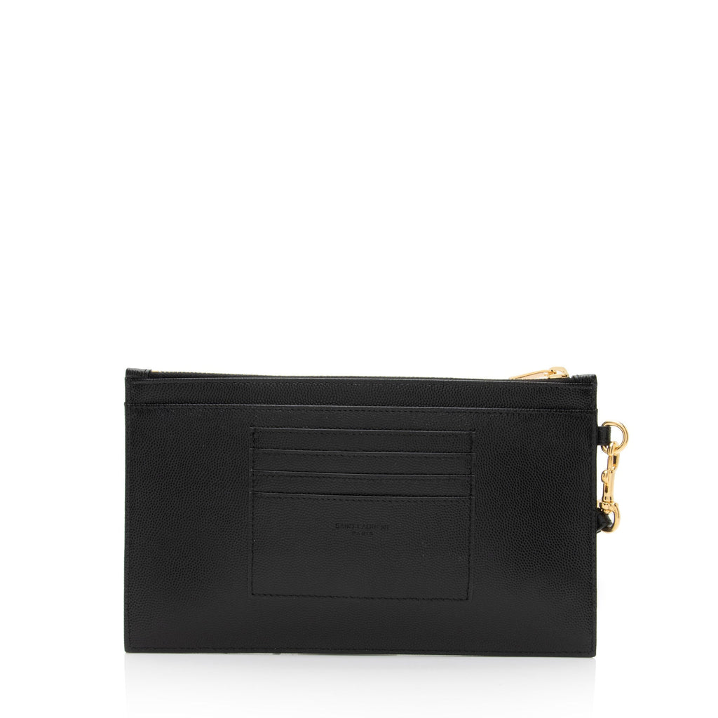 Saint Laurent Matelasse Grain de Poudre Monogram Cassandra Large Pouch (SHF-O12zWn)
