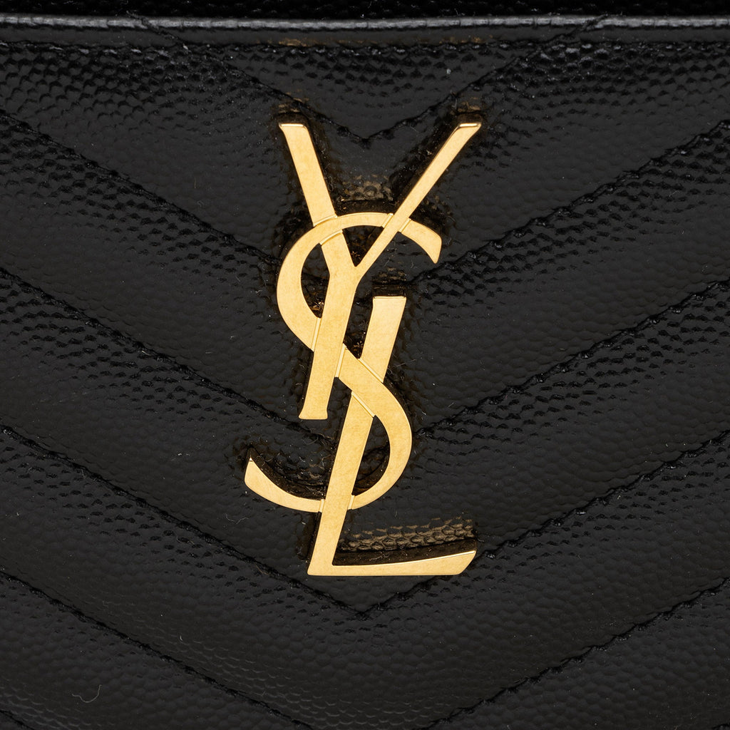 Saint Laurent Matelasse Grain de Poudre Monogram Cassandra Large Pouch (SHF-O12zWn)
