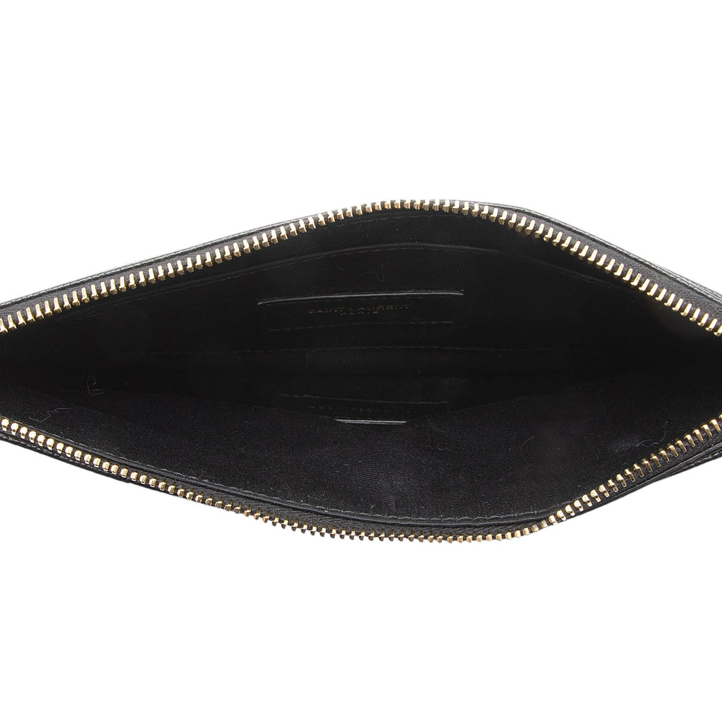 Saint Laurent Matelasse Grain de Poudre Monogram Cassandra Large Pouch (SHF-O12zWn)
