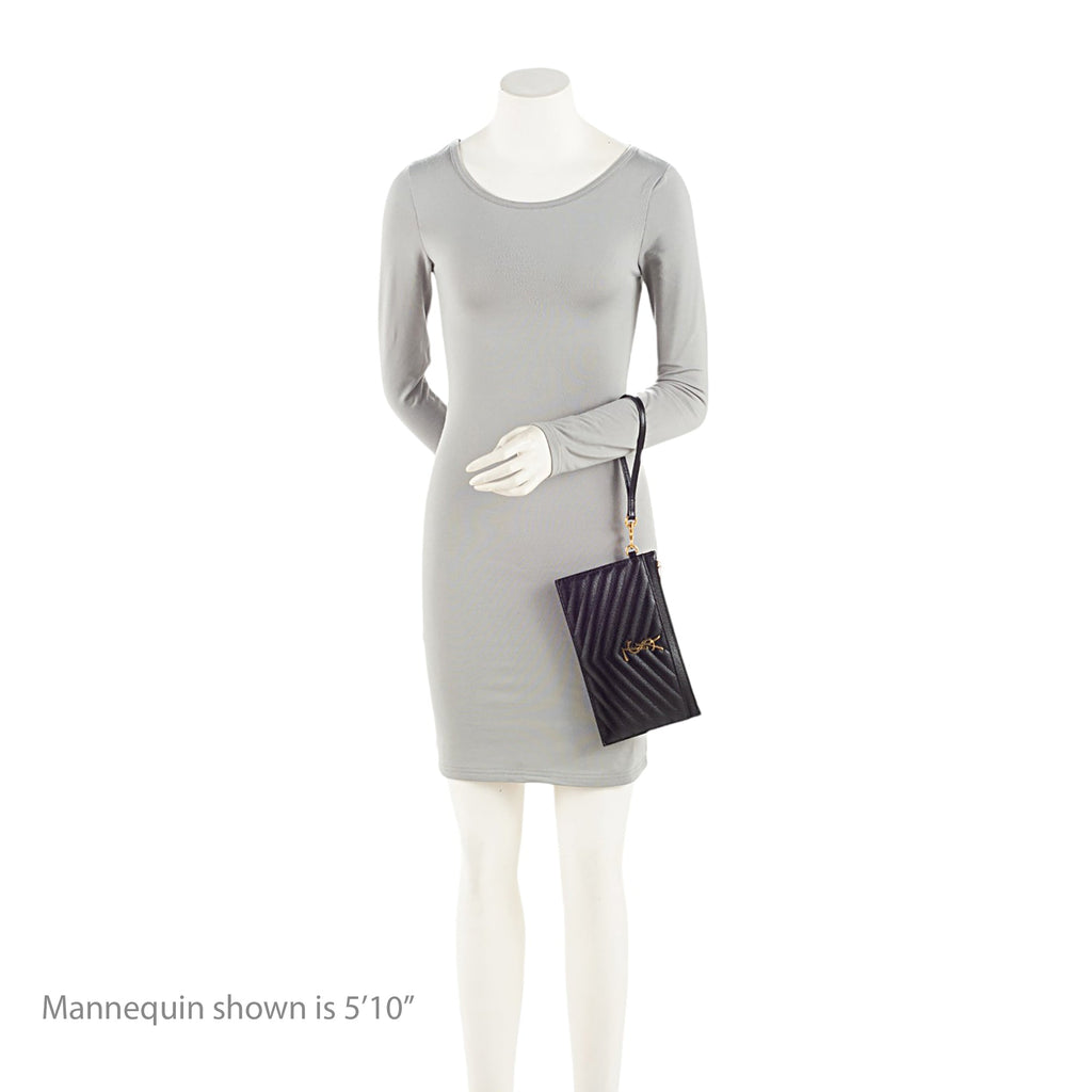 Saint Laurent Matelasse Grain de Poudre Monogram Cassandra Large Pouch (SHF-O12zWn)