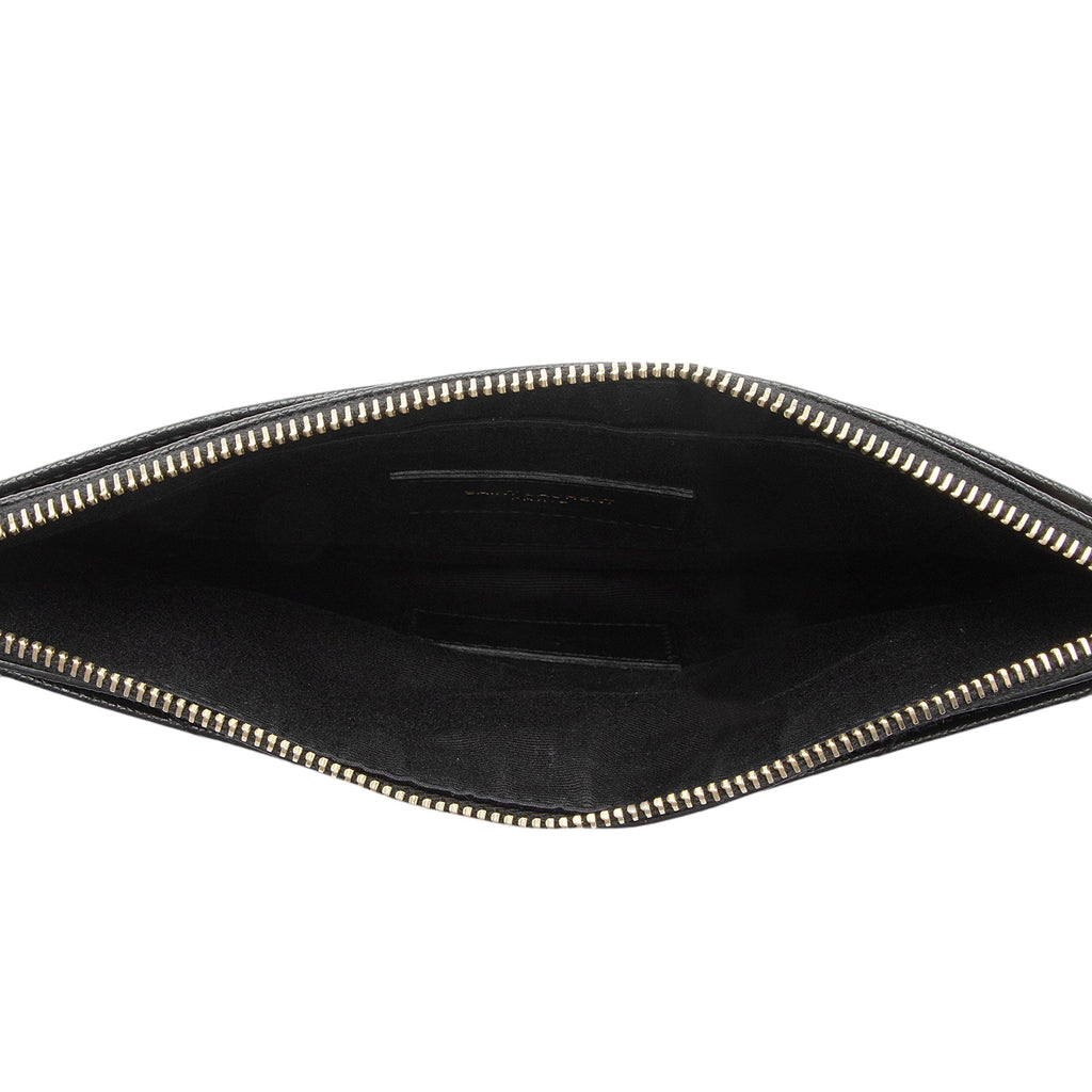 Saint Laurent Matelasse Grain de Poudre Monogram Cassandra Large Pouch (SHF-cEDDZ3)