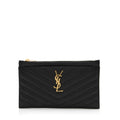 Saint Laurent Matelasse Grain de Poudre Monogram Cassandre Bill Pouch (SHF-23931)
