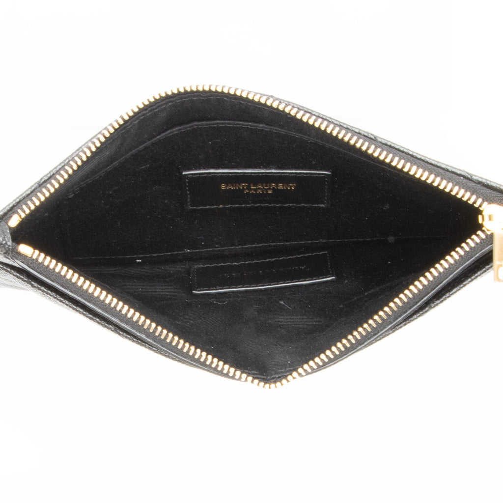 Saint Laurent Matelasse Grain de Poudre Monogram Cassandre Bill Pouch (SHF-23931)
