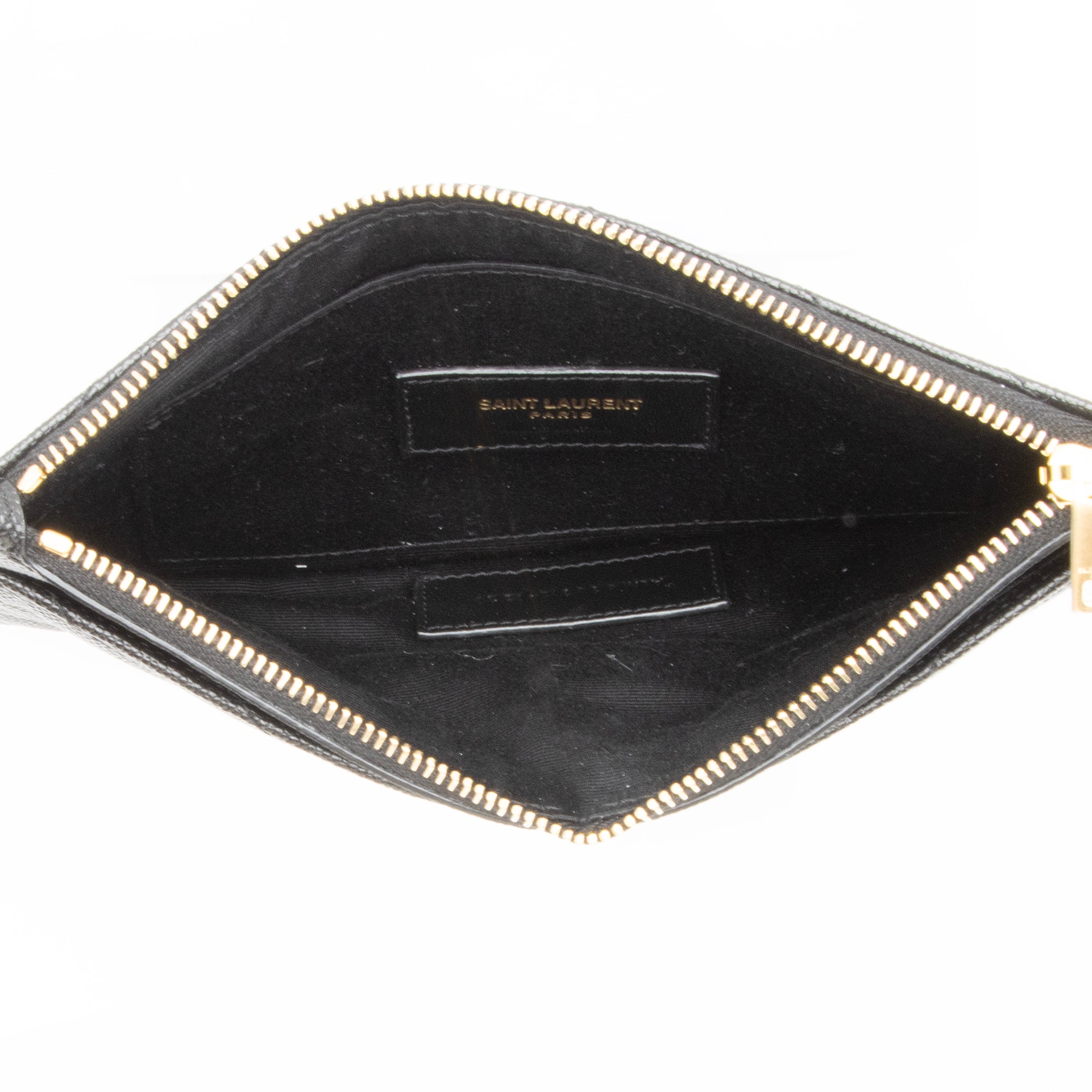 Saint Laurent Matelasse Grain de Poudre Monogram Cassandre Bill Pouch (SHF-23931)