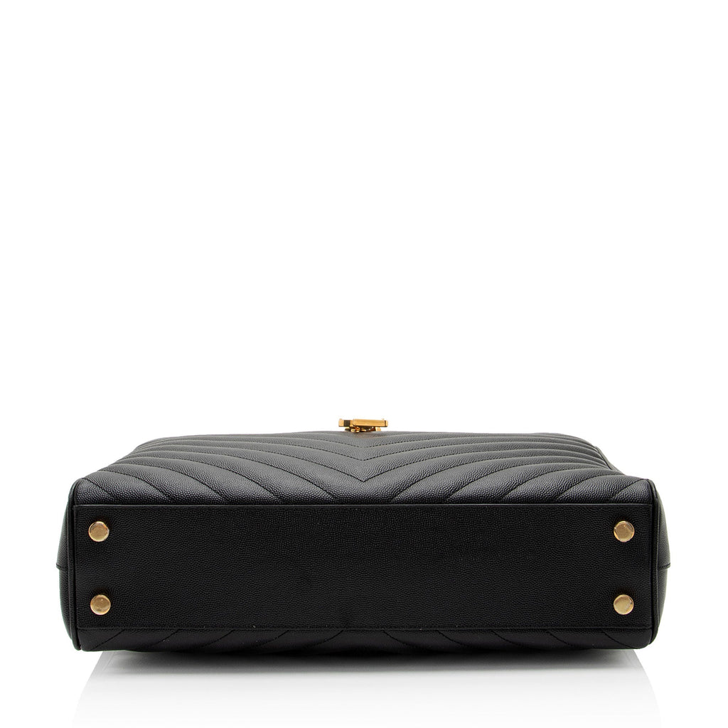 Saint Laurent Matelasse Grain de Poudre Monogram Chain Shopper Tote