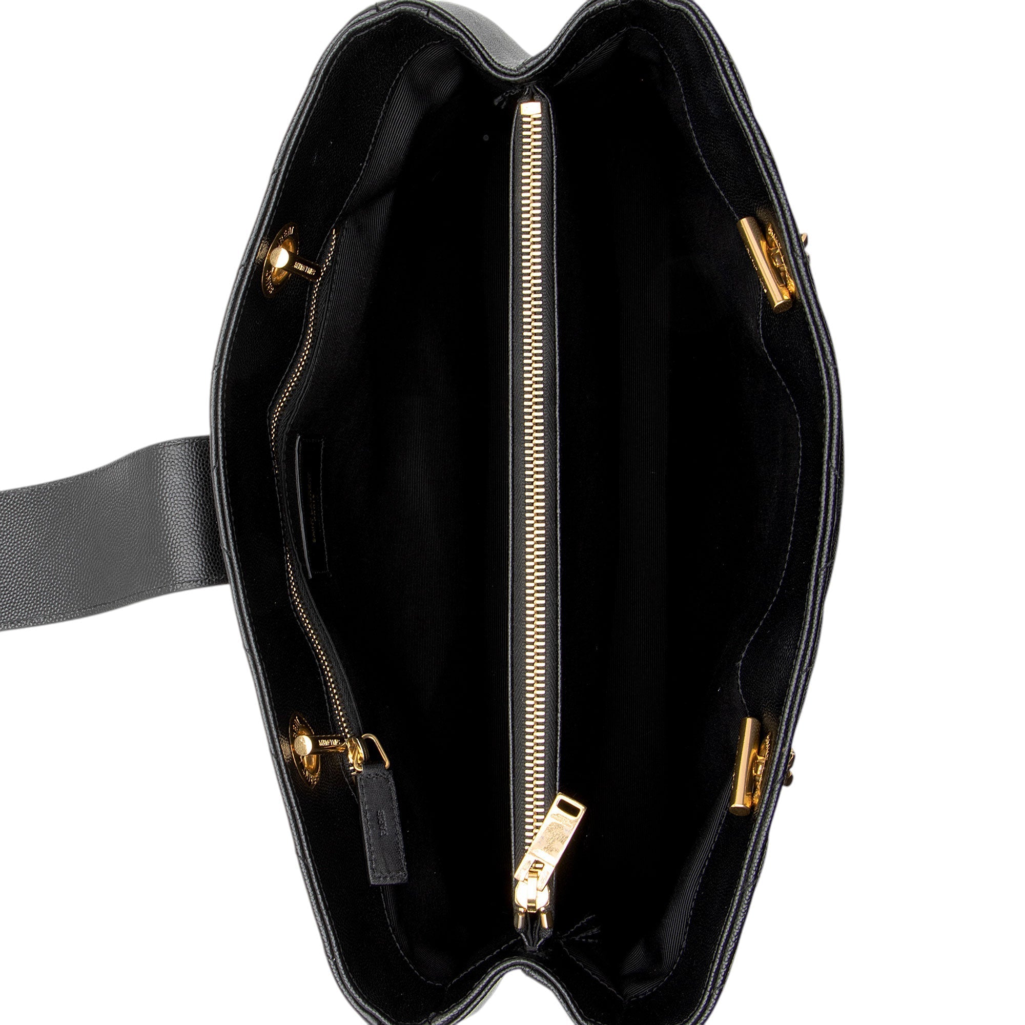 Saint Laurent Matelasse Grain de Poudre Monogram Chain Shopper Tote