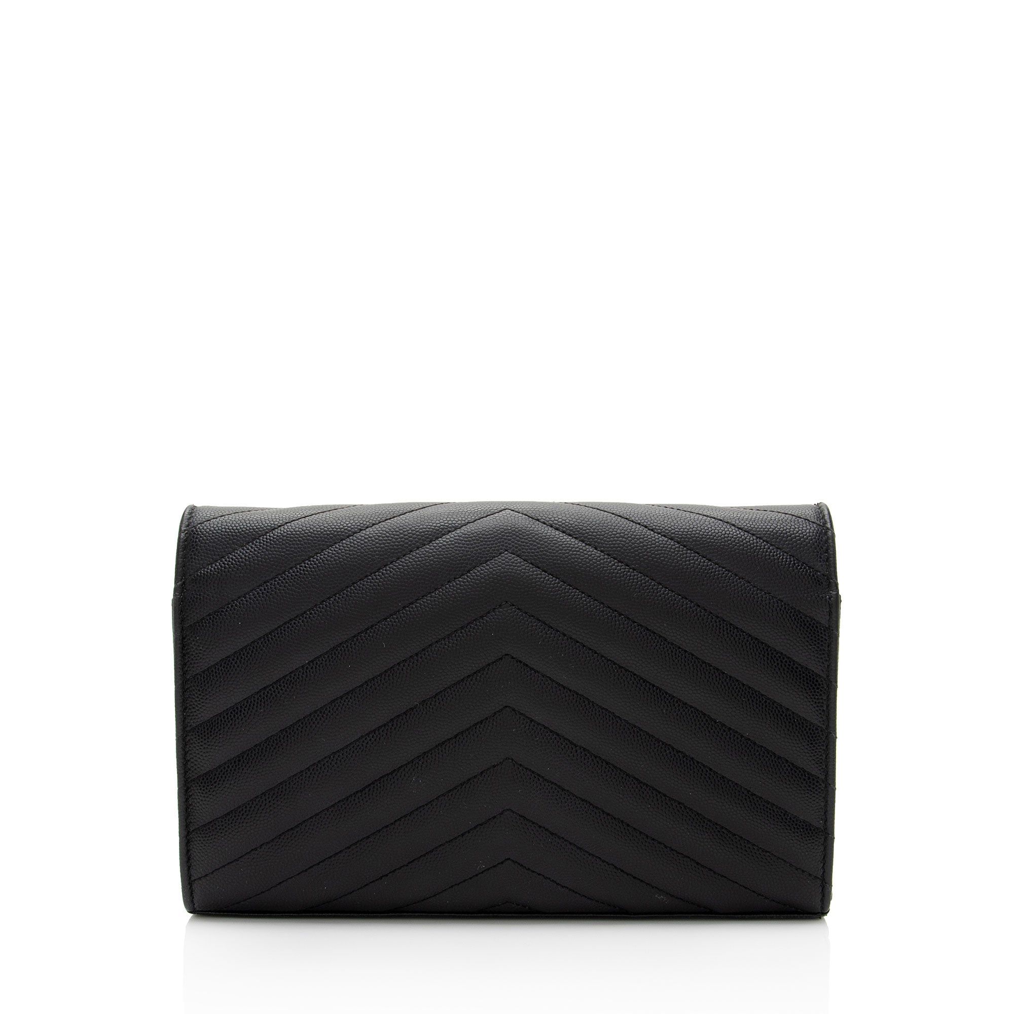 Saint Laurent Matelasse Grain de Poudre Monogram Chain Wallet - FINAL SALE (SHF-3qQ1Kb)