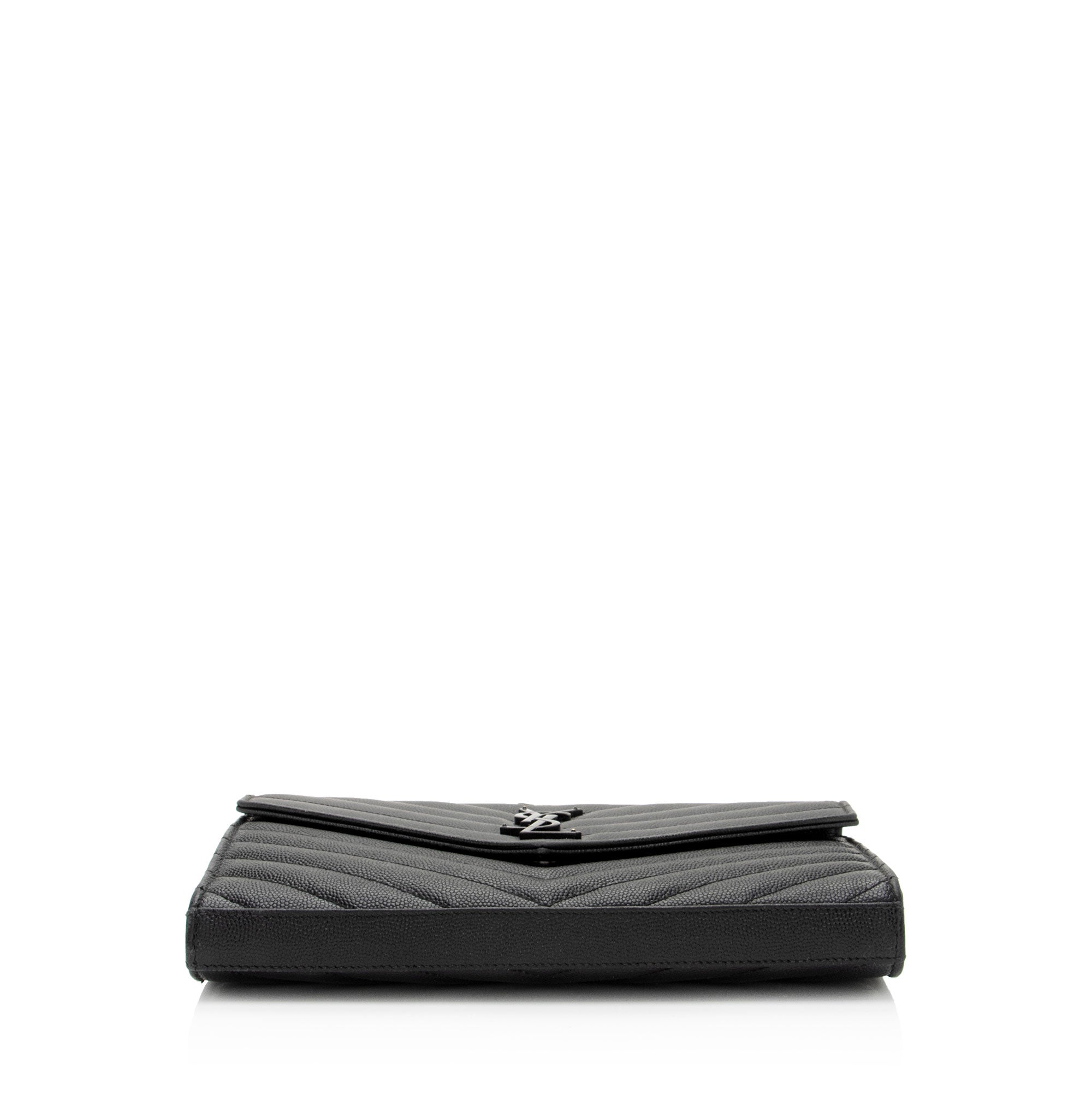 Saint Laurent Matelasse Grain de Poudre Monogram Chain Wallet - FINAL SALE (SHF-3qQ1Kb)