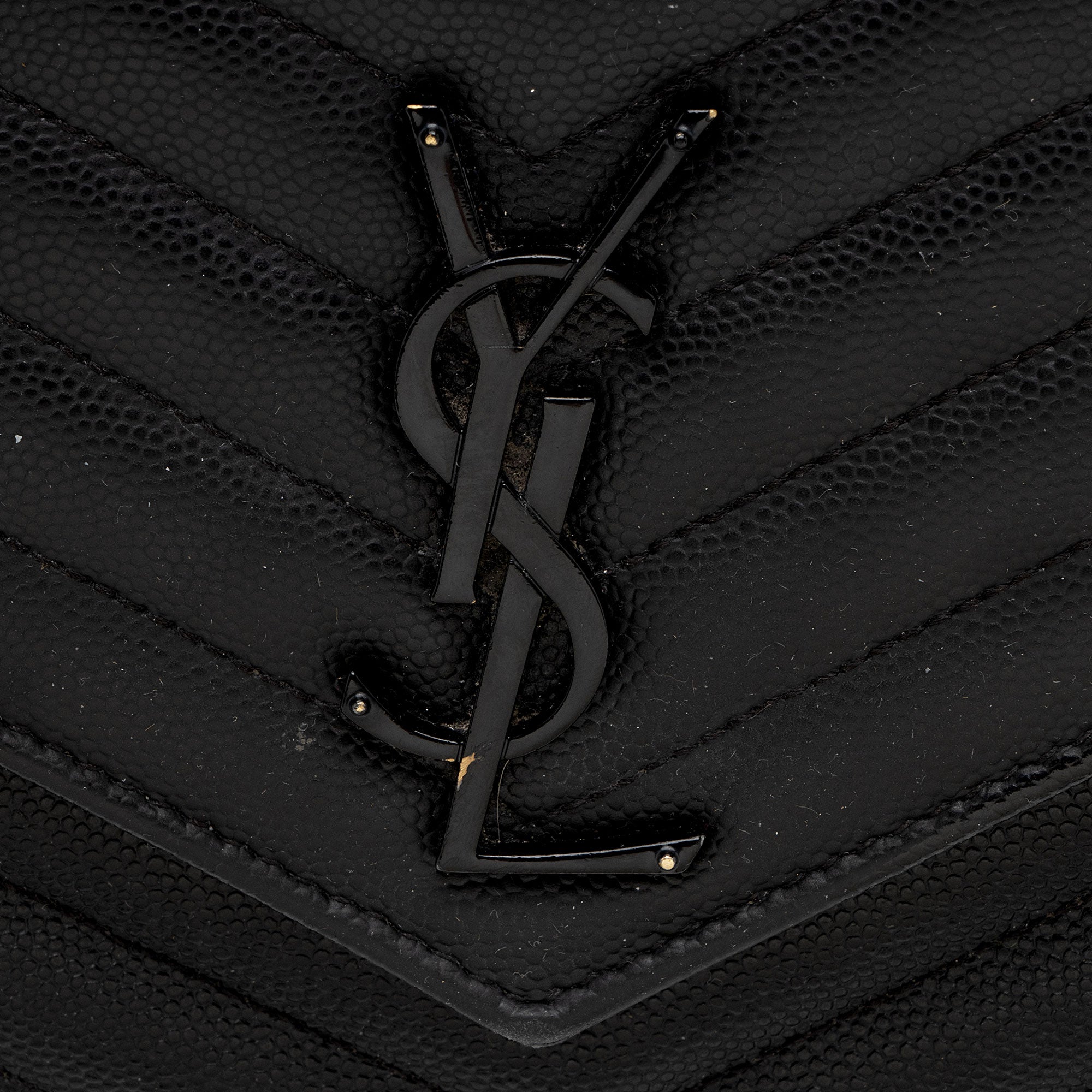 Saint Laurent Matelasse Grain de Poudre Monogram Chain Wallet - FINAL SALE (SHF-3qQ1Kb)