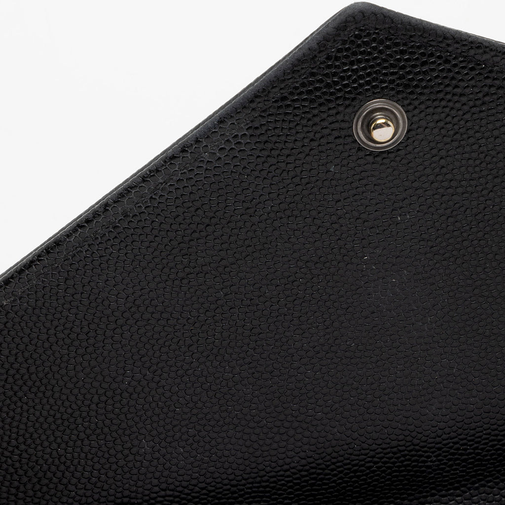 Saint Laurent Matelasse Grain de Poudre Monogram Chain Wallet - FINAL SALE (SHF-3qQ1Kb)