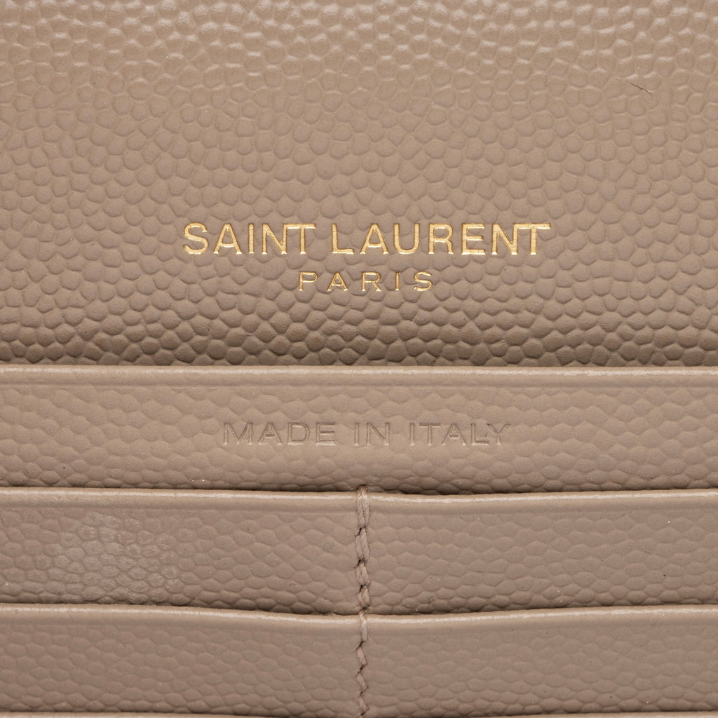 Saint Laurent Matelasse Grain de Poudre Monogram Chain Wallet - FINAL SALE (SHF-Veay8o)