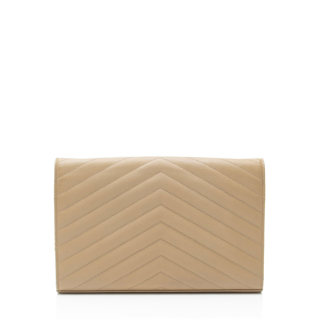Saint Laurent Matelasse Grain de Poudre Monogram Chain Wallet - FINAL SALE
