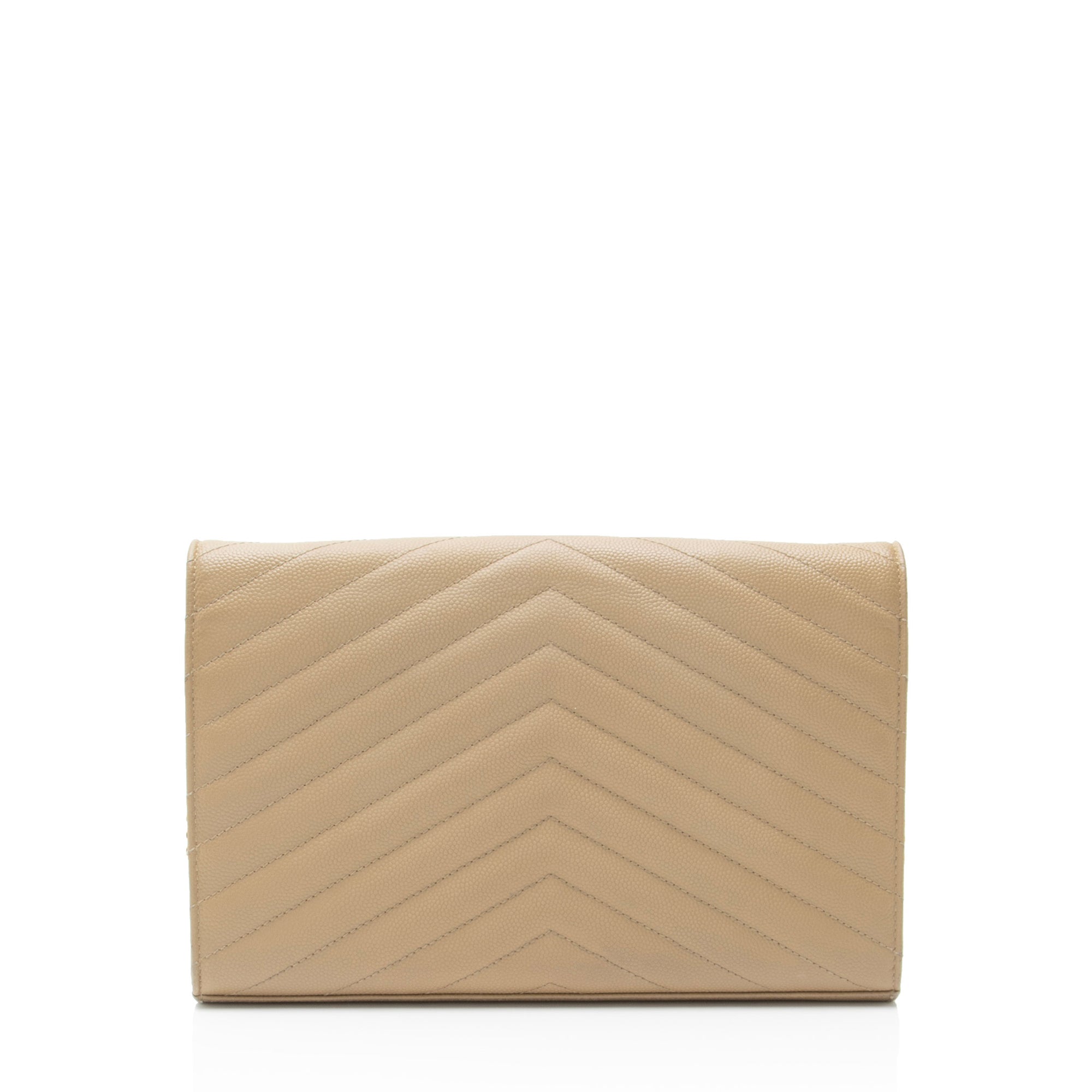 Saint Laurent Matelasse Grain de Poudre Monogram Chain Wallet - FINAL SALE