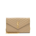 Saint Laurent Matelasse Grain de Poudre Monogram Chain Wallet - FINAL SALE