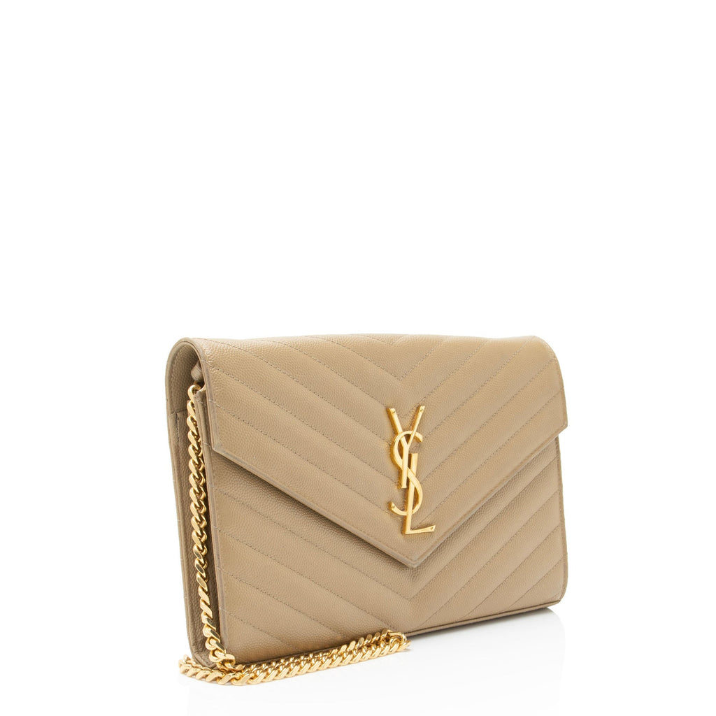 Saint Laurent Matelasse Grain de Poudre Monogram Chain Wallet - FINAL SALE