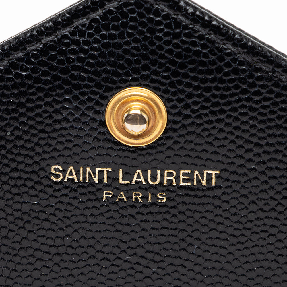 Saint Laurent Matelasse Grain de Poudre Monogram Chain Wallet (SHF-18470)