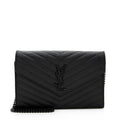 Saint Laurent Matelasse Grain de Poudre Monogram Chain Wallet (SHF-19680)