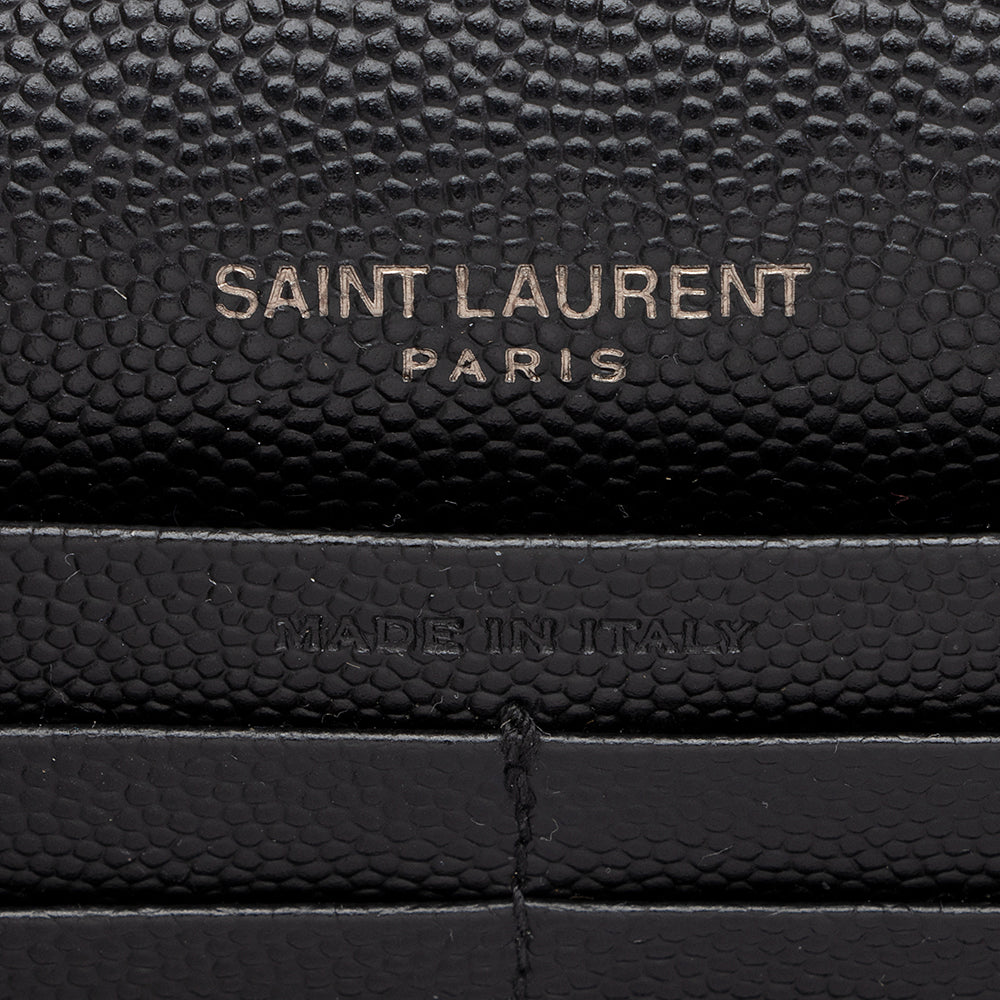 Saint Laurent Matelasse Grain de Poudre Monogram Chain Wallet (SHF-19680)