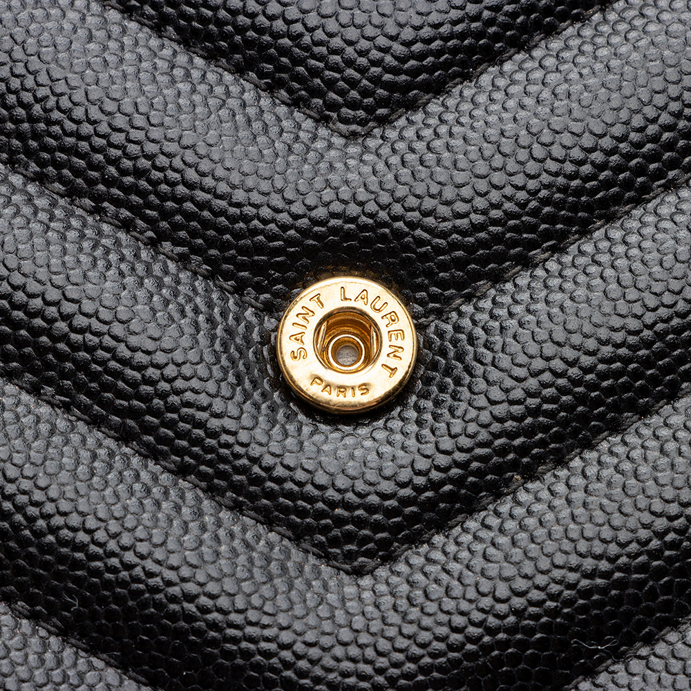 Saint Laurent Matelasse Grain de Poudre Monogram Chain Wallet (SHF-20294)