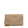 Saint Laurent Matelasse Grain de Poudre Monogram Chain Wallet (SHF-21552)