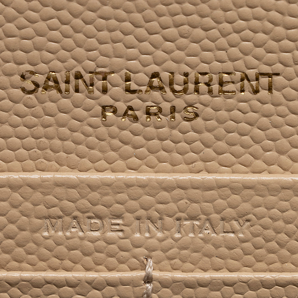 Saint Laurent Matelasse Grain de Poudre Monogram Chain Wallet (SHF-21552)