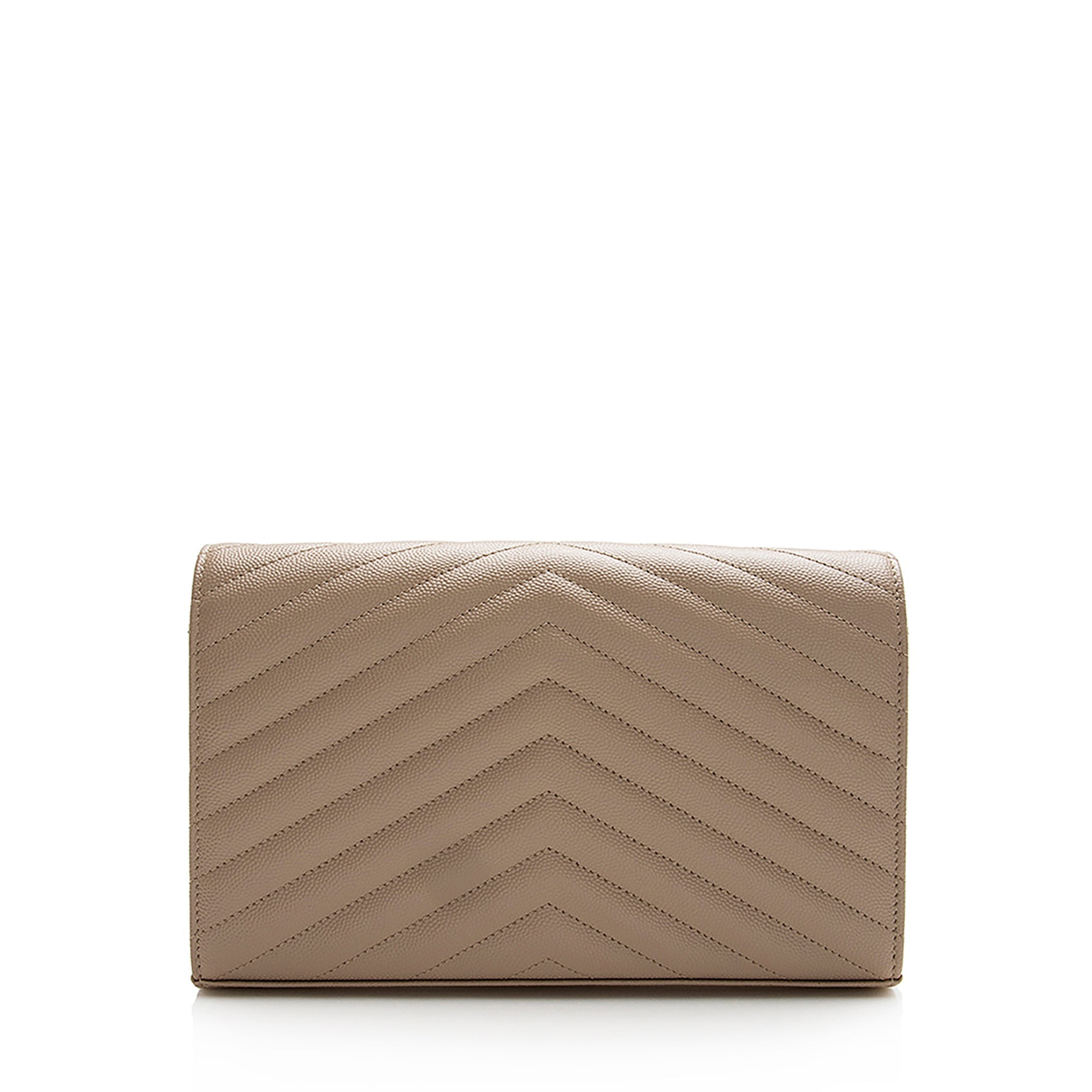 Saint Laurent Matelasse Grain de Poudre Monogram Chain Wallet (SHF-22227)