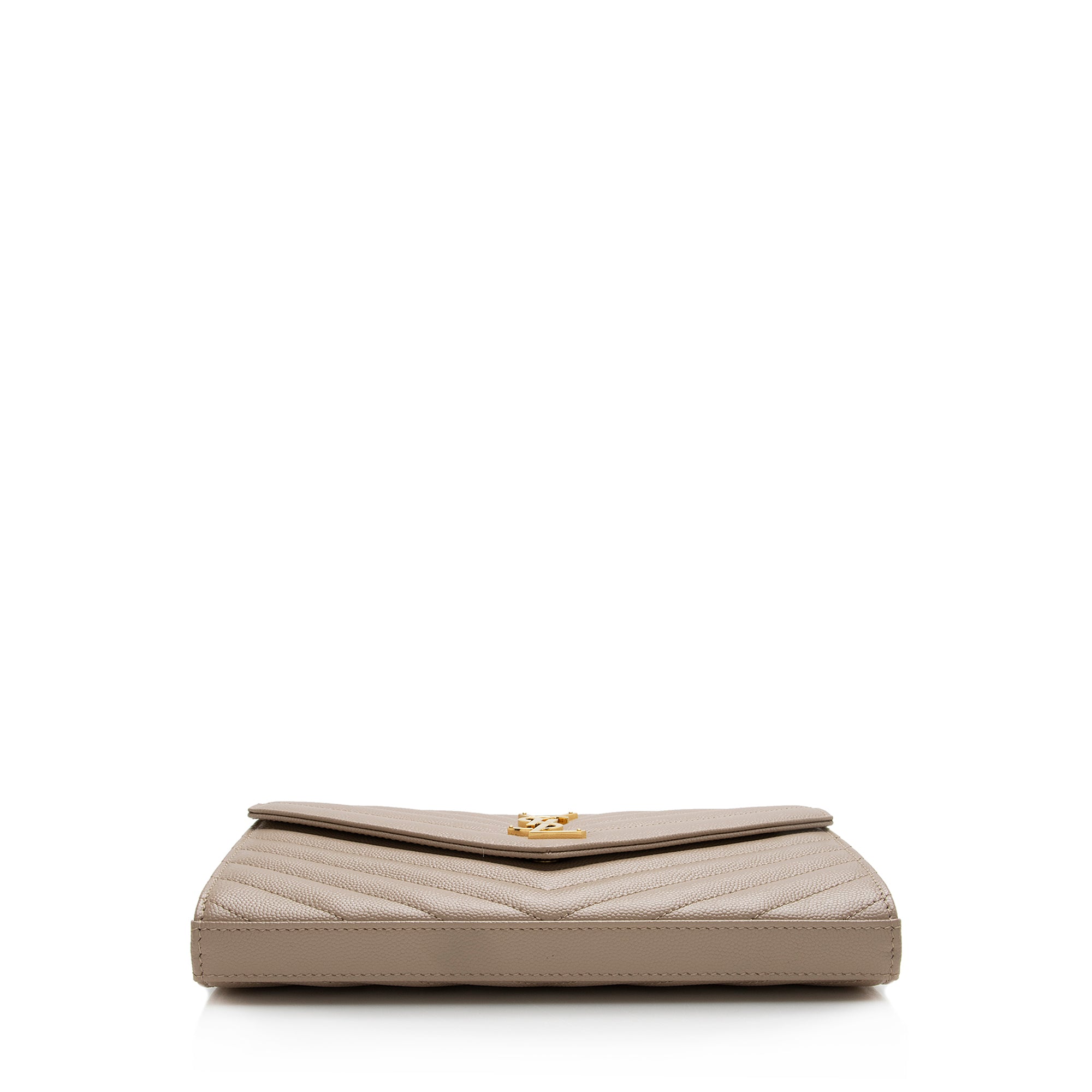 Saint Laurent Matelasse Grain de Poudre Monogram Chain Wallet (SHF-22227)