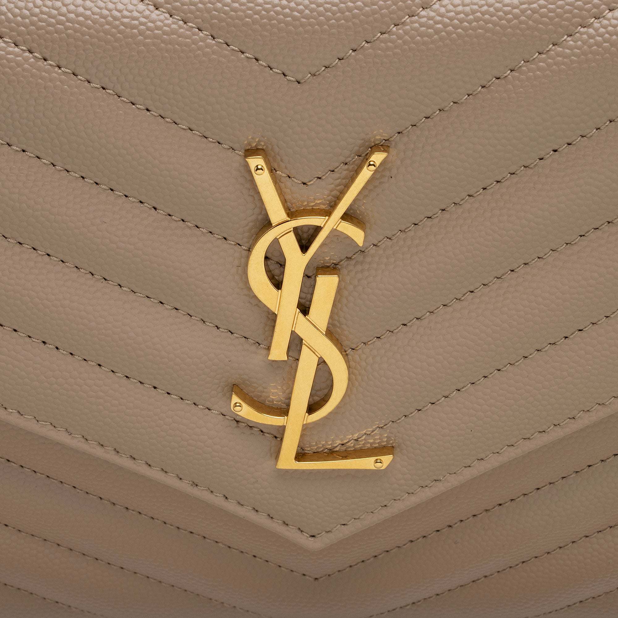 Saint Laurent Matelasse Grain de Poudre Monogram Chain Wallet (SHF-22227)