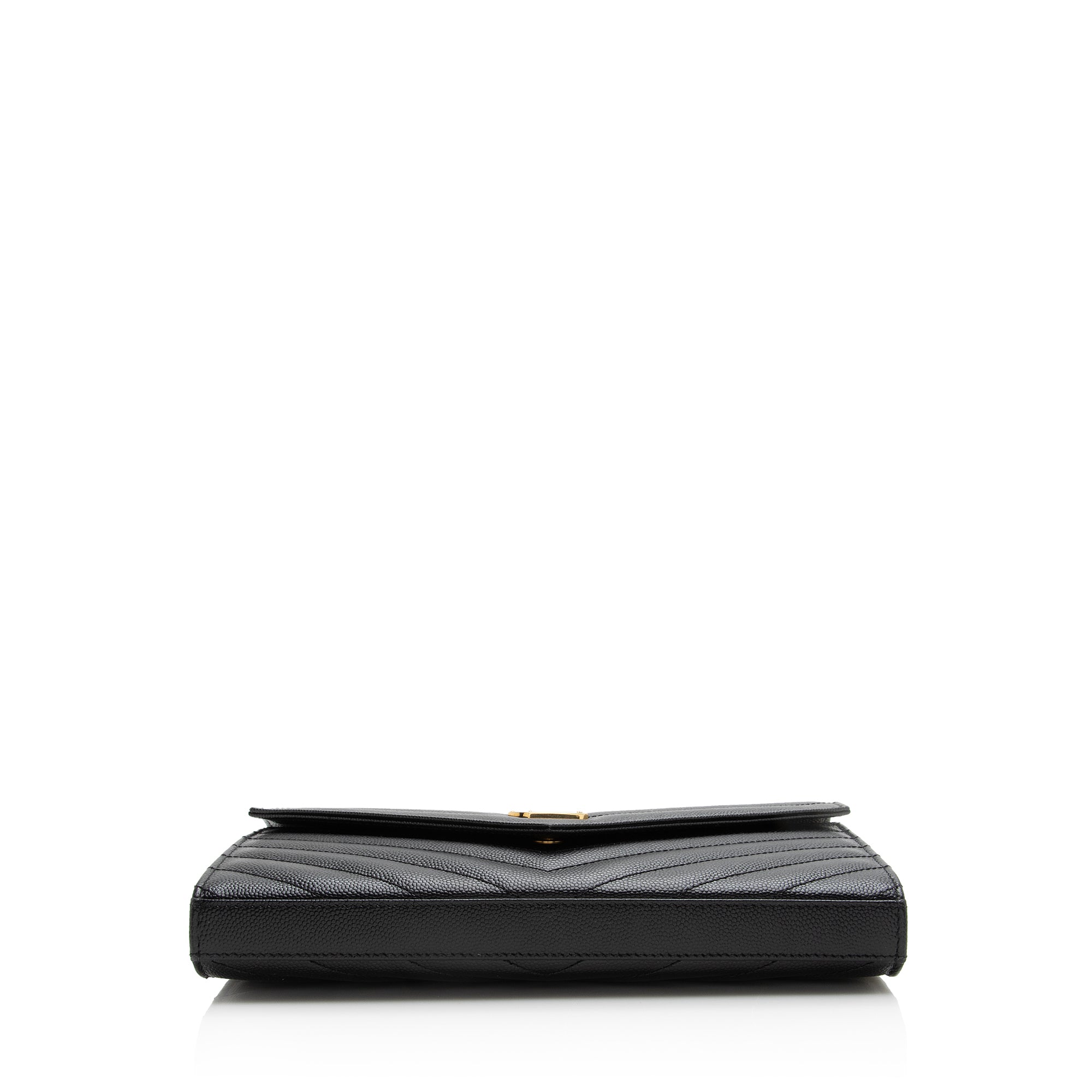 Saint Laurent Matelasse Grain de Poudre Monogram Chain Wallet (SHF-22718)