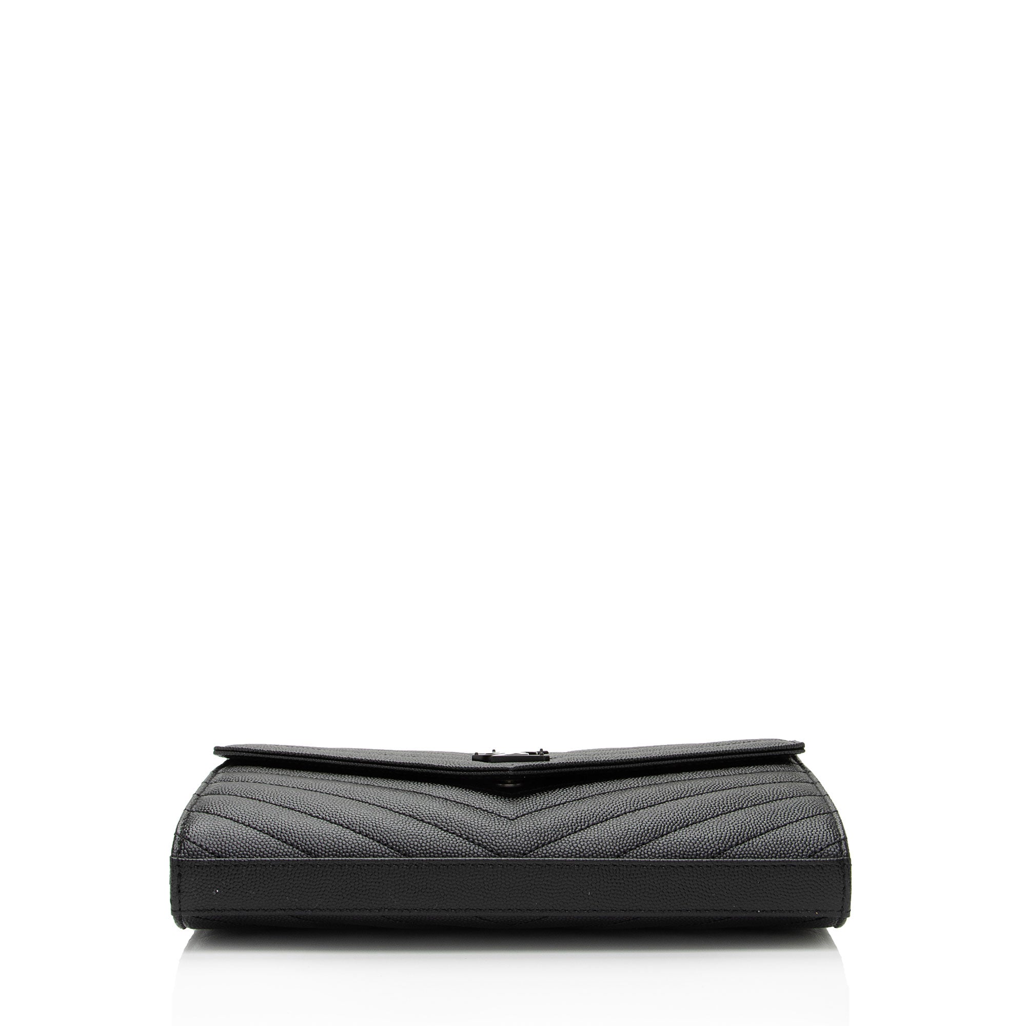 Saint Laurent Matelasse Grain de Poudre Monogram Chain Wallet (SHF-VLaP1U)