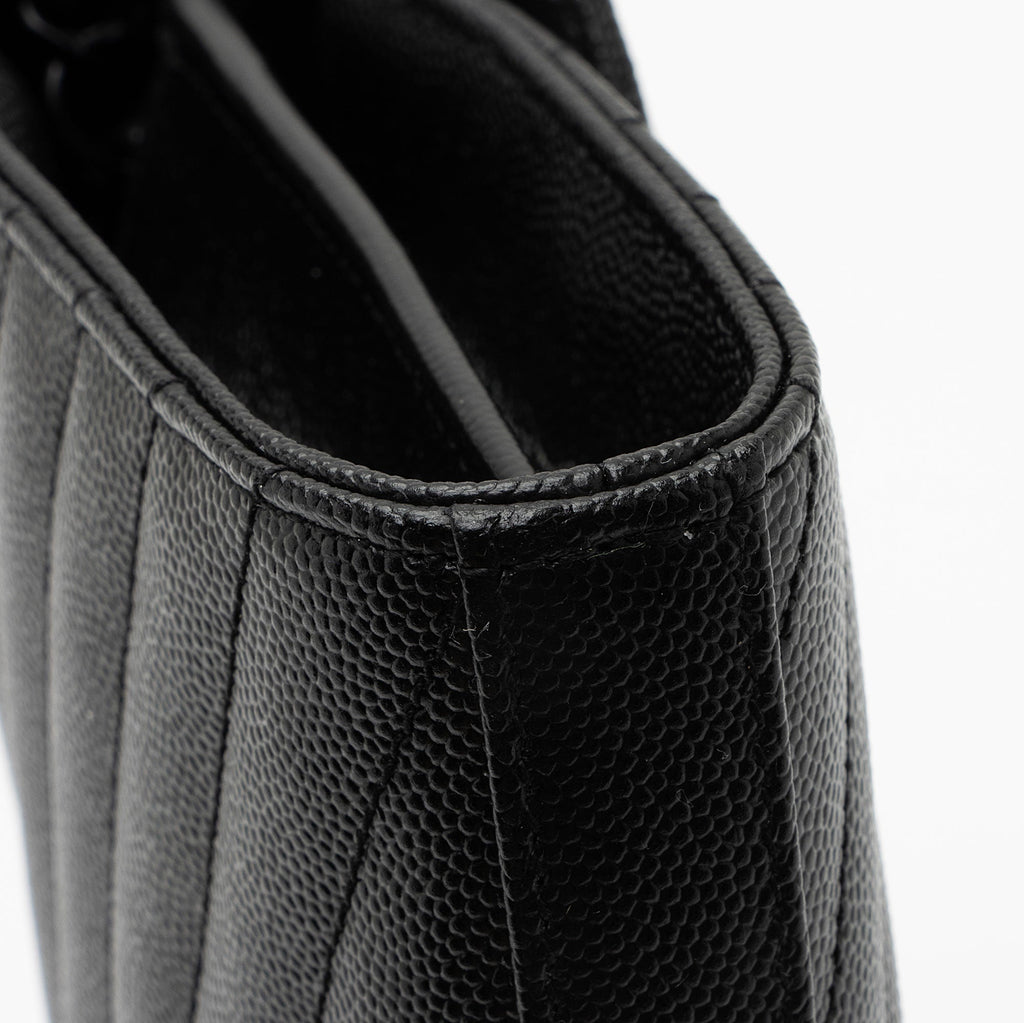 Saint Laurent Matelasse Grain de Poudre Monogram Chain Wallet (SHF-VLaP1U)