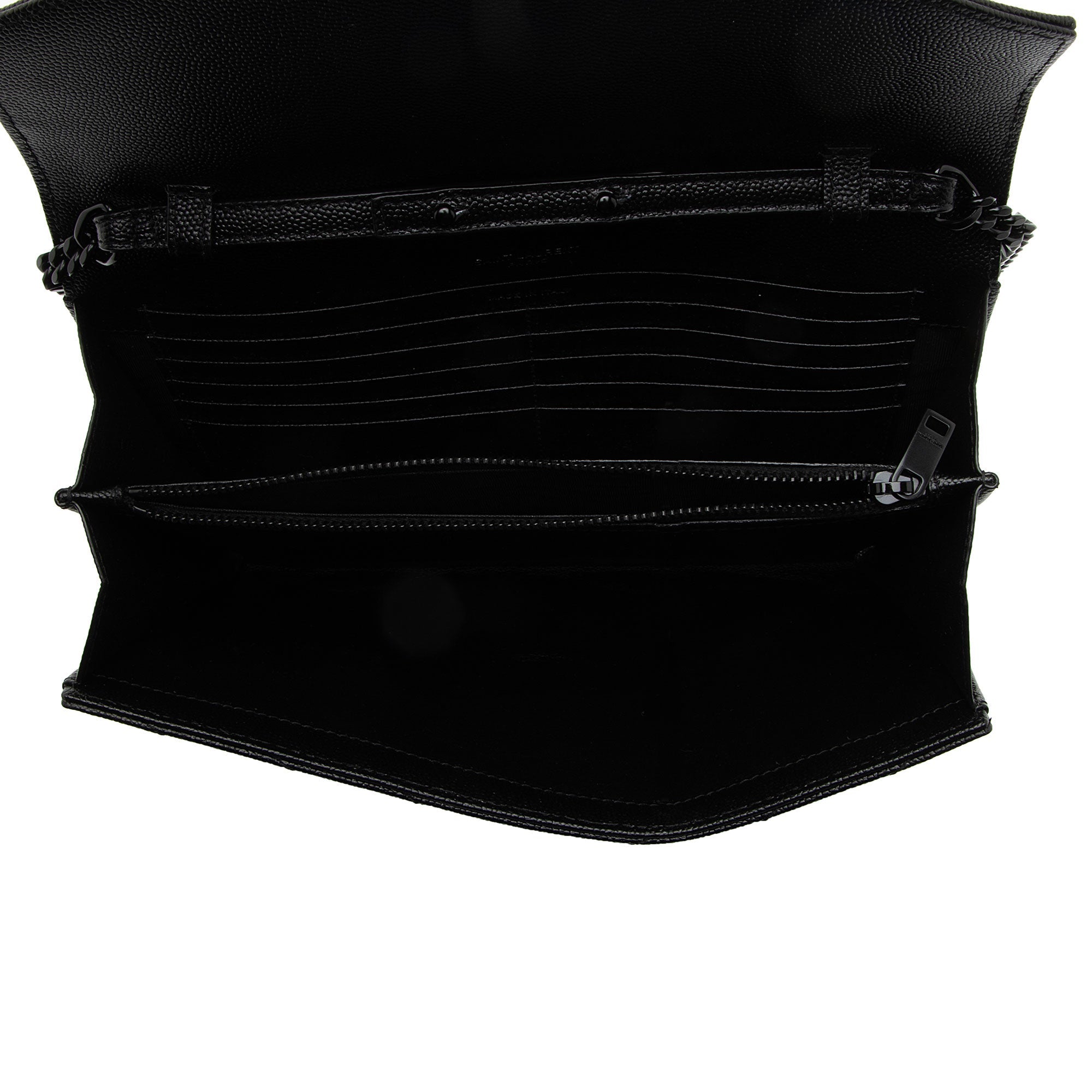 Saint Laurent Matelasse Grain de Poudre Monogram Chain Wallet (SHF-VLaP1U)