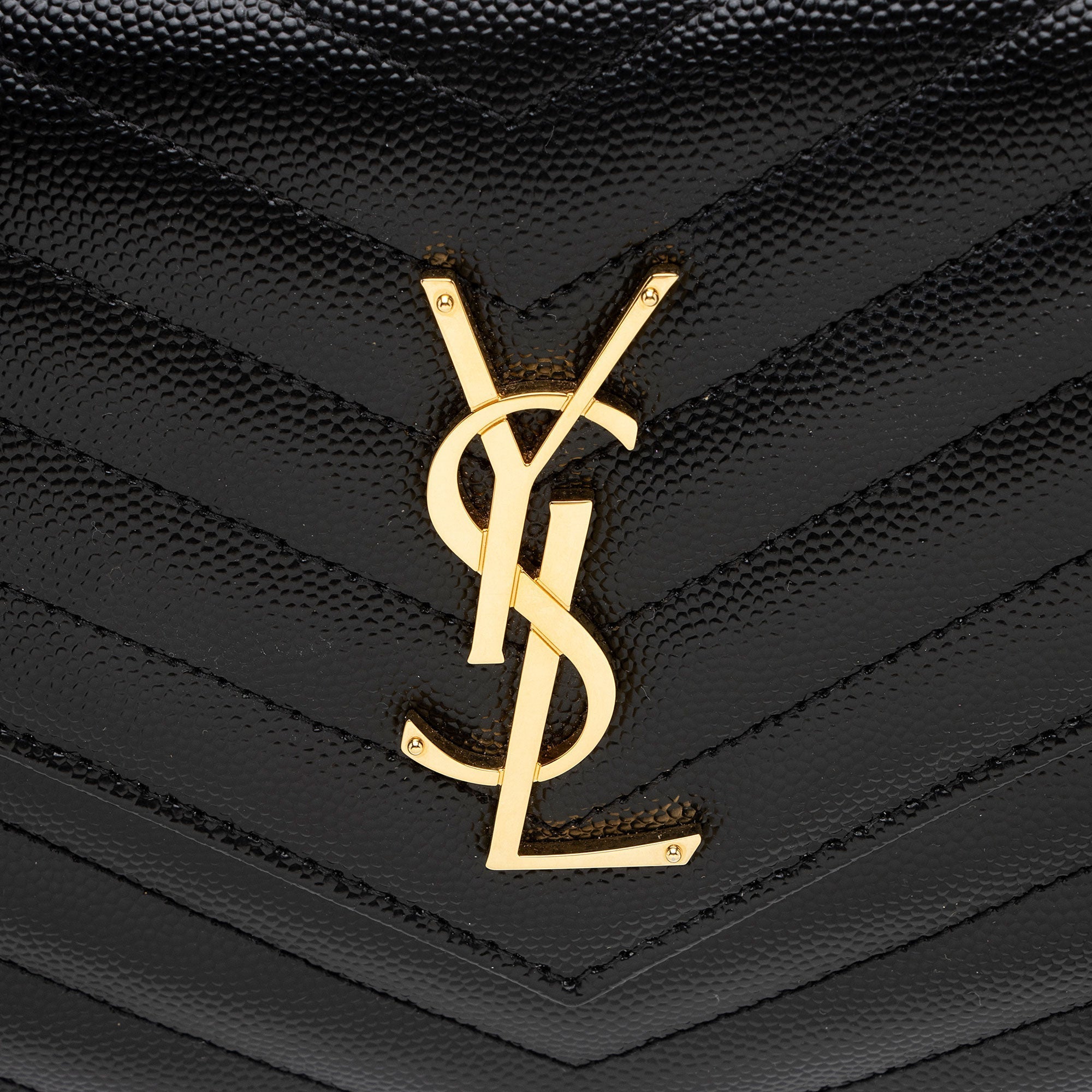 Saint Laurent Matelasse Grain de Poudre Monogram Chain Wallet (SHF-uoMWdL)