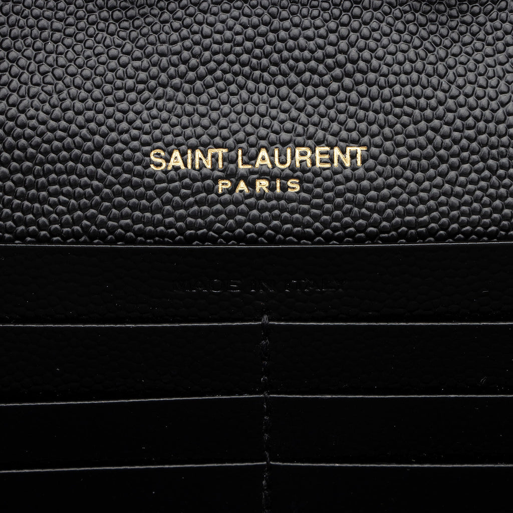 Saint Laurent Matelasse Grain de Poudre Monogram Chain Wallet (SHF-uoMWdL)