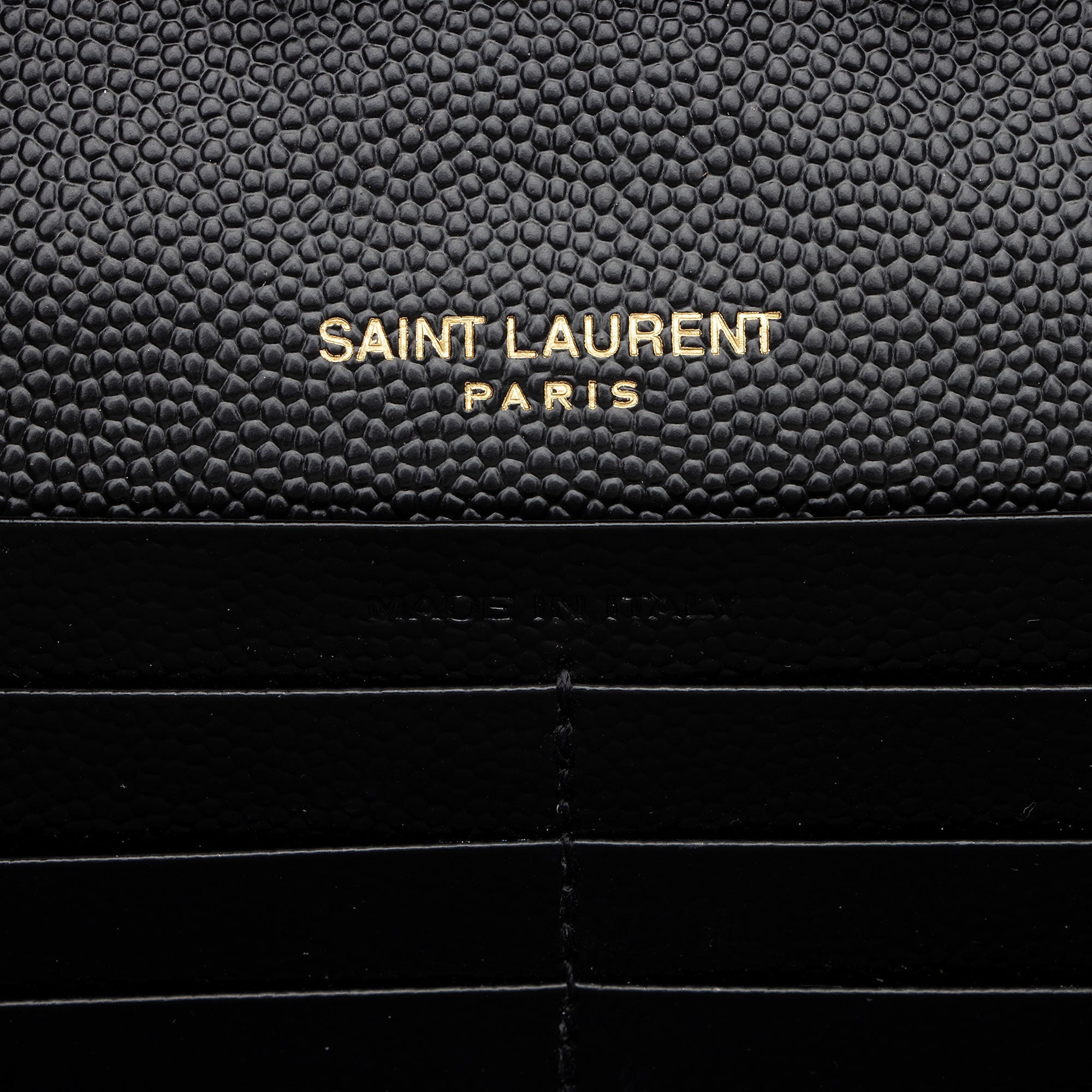 Saint Laurent Matelasse Grain de Poudre Monogram Chain Wallet (SHF-uoMWdL)