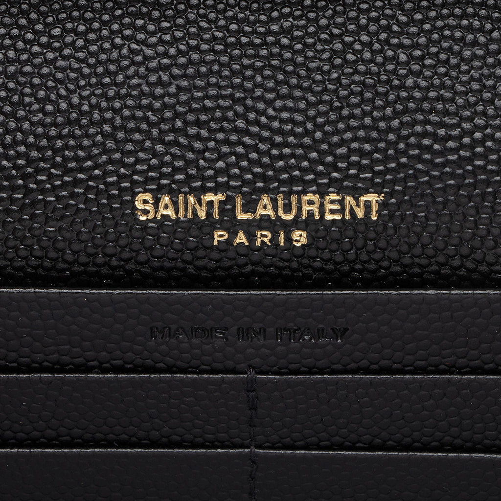 Saint Laurent Matelasse Grain de Poudre Monogram Chain Wallet (SHF-oGbOur)